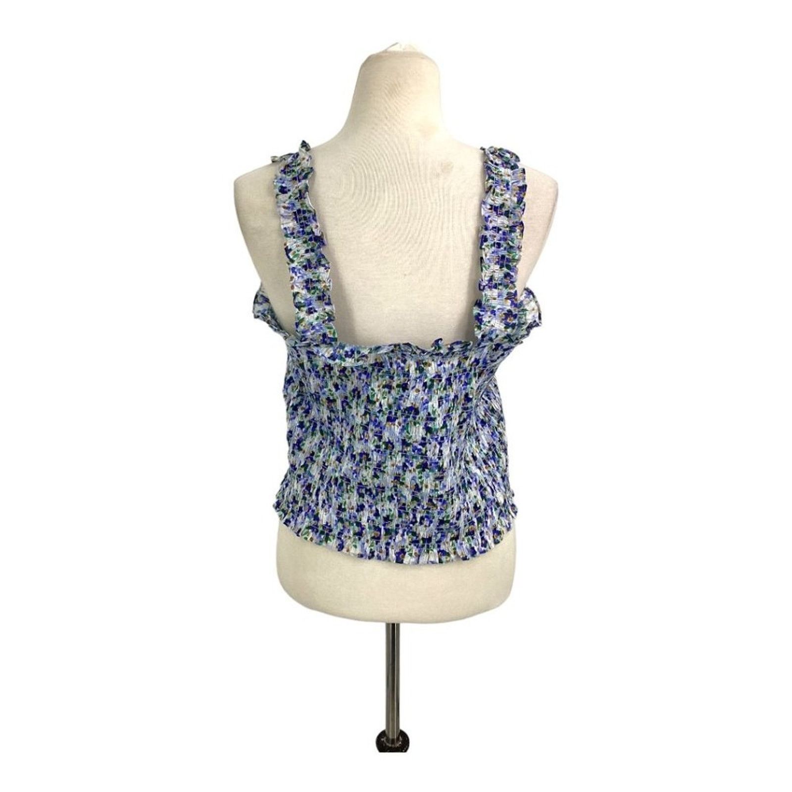 Veronica Beard Veronica Beard Averie Smocked Cropped Tank Blue XL NWOT $298 Size XL / US 12-14 / IT 48-50 - 9 Thumbnail
