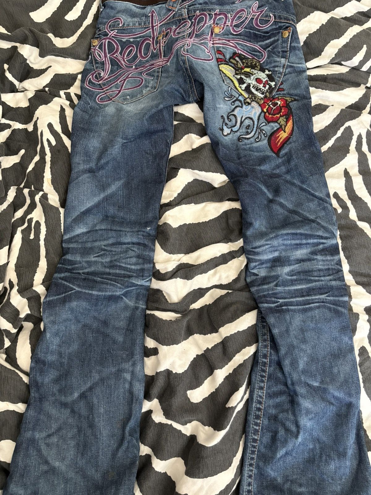 Other Red pepper low rise flared graphic design jeans Size 24" / US 00 / IT 34 - 2 Thumbnail