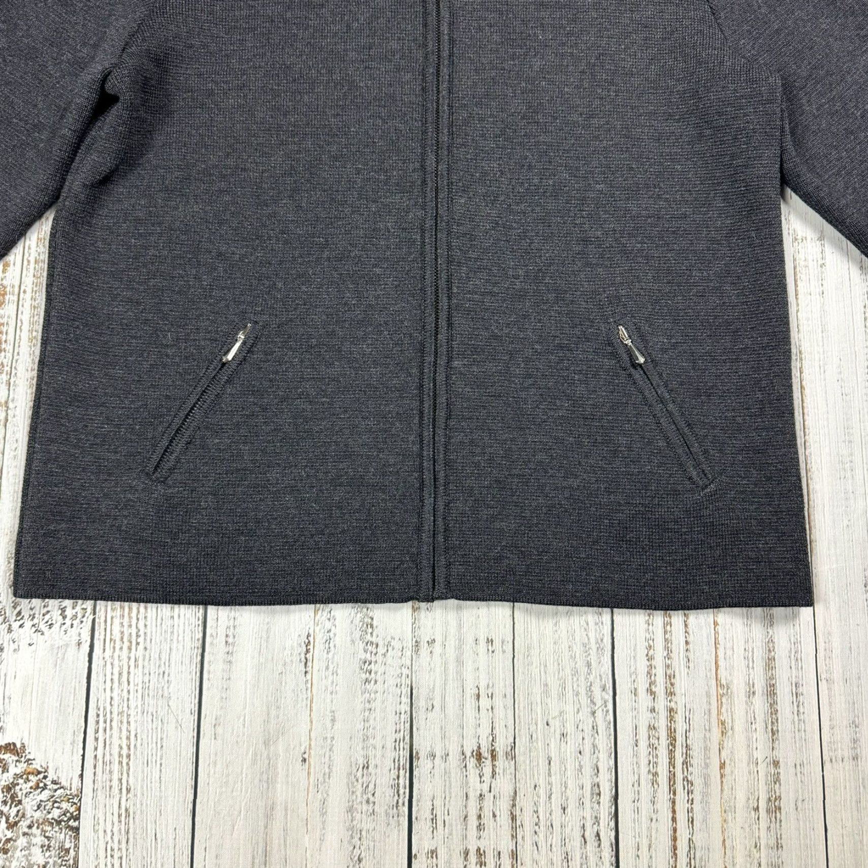 Piazza Sempione PIAZZA SEMPIONE Women's 100% Wool Full Zip Cardigan Sweater Size 44 Charcoal Gray Modern Elegant Size M / US 6-8 / IT 42-44 - 3 Thumbnail