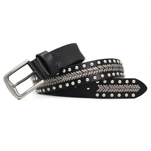 Indigo × Japanese Brand Belts Geometry Pattern Leather Belt Size ONE SIZE - 1 Thumbnail