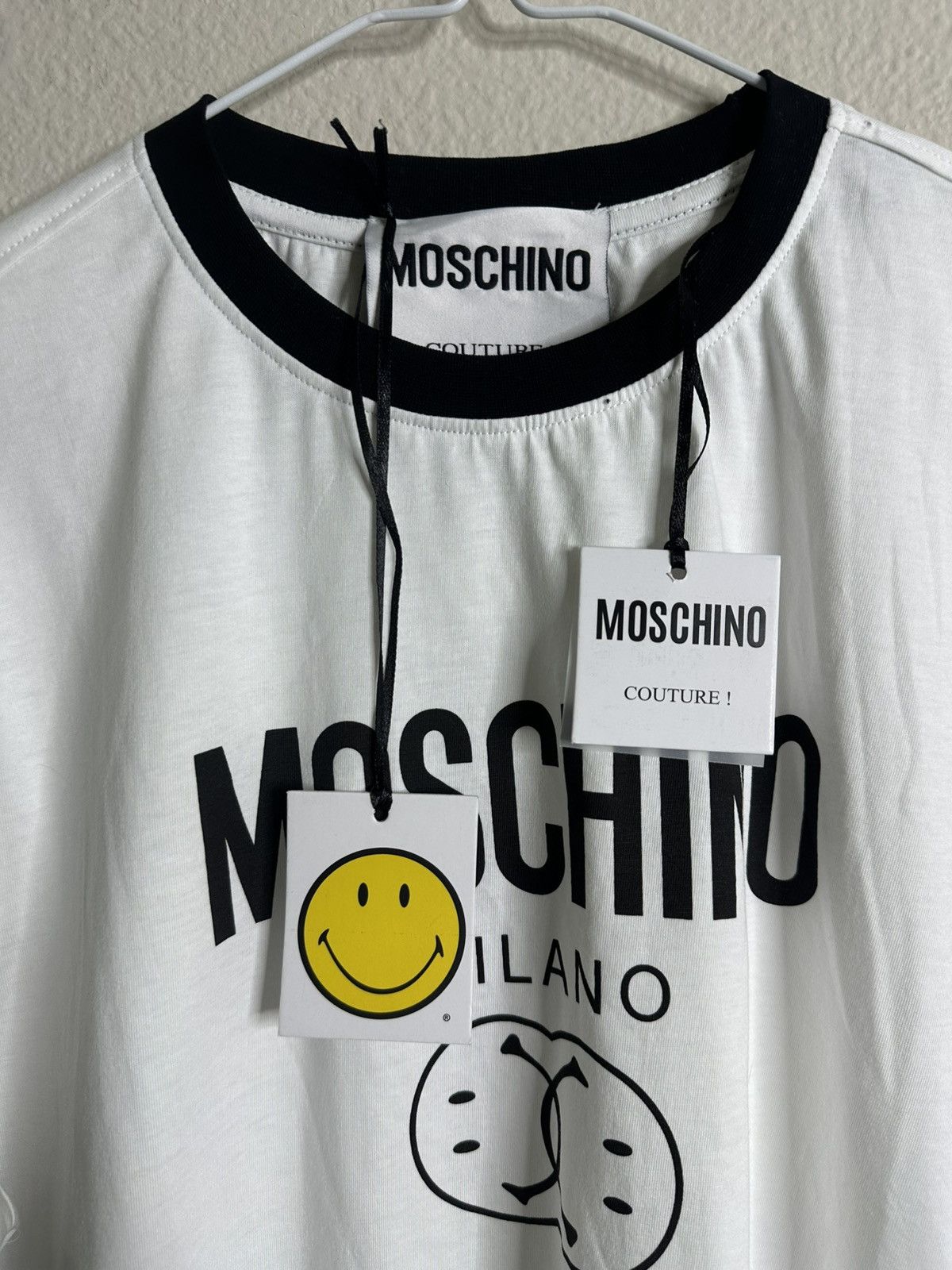 Moschino Moschino Couture White Double Smiley T-Shirt Size US M / EU 48-50 / 2 - 7 Thumbnail