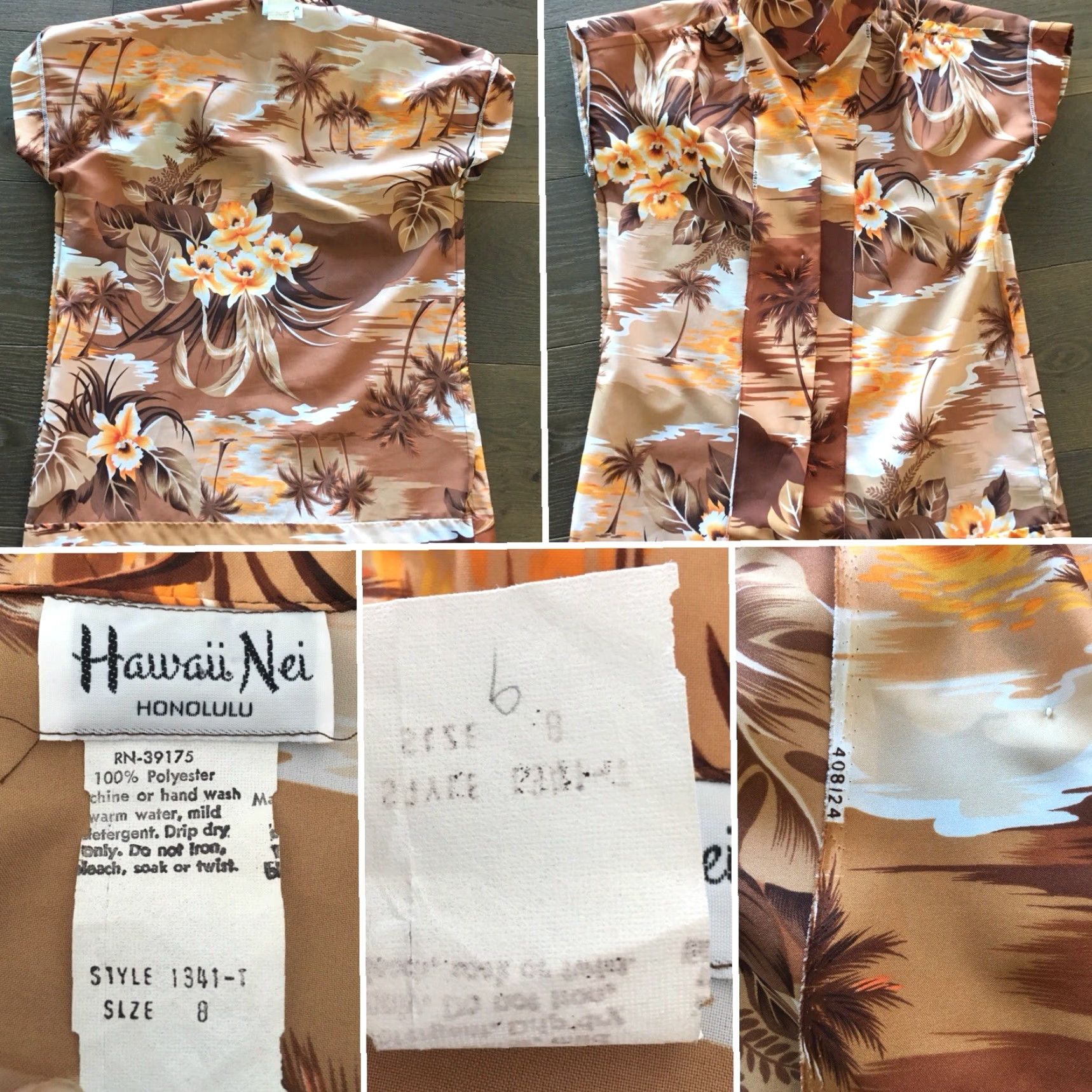 Vintage VINTAGE Hawaii Nei Honolulu Hawaiian Shirt RN 39175 Style 1341-T Size 8 Blouse Size M / US 6-8 / IT 42-44 - 7 Thumbnail