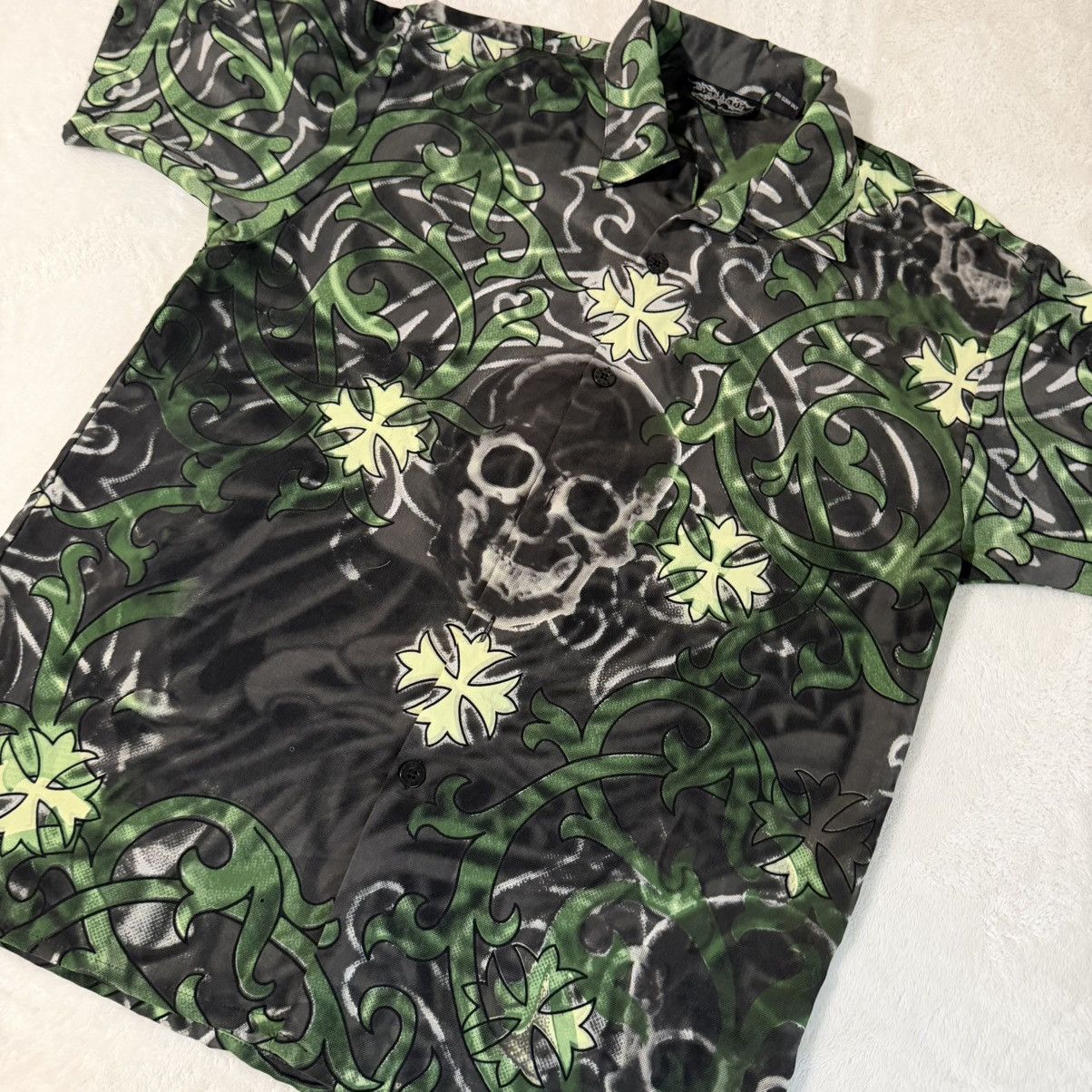 Dragonfly y2k Vintage Dragonfly Skull All Over Print Button Up Shirt Size US L / EU 52-54 / 3 - 2 Thumbnail