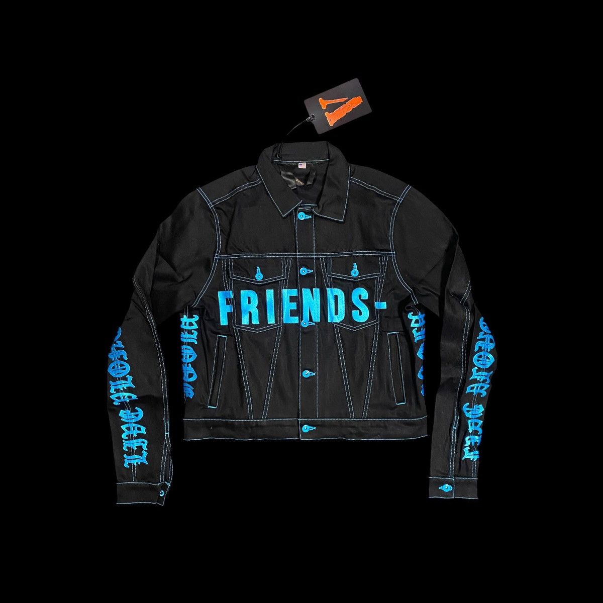 Vlone Vlone Blue Old English Denim Jacket (S) Size US S / EU 44-46 / 1 - 2 Thumbnail