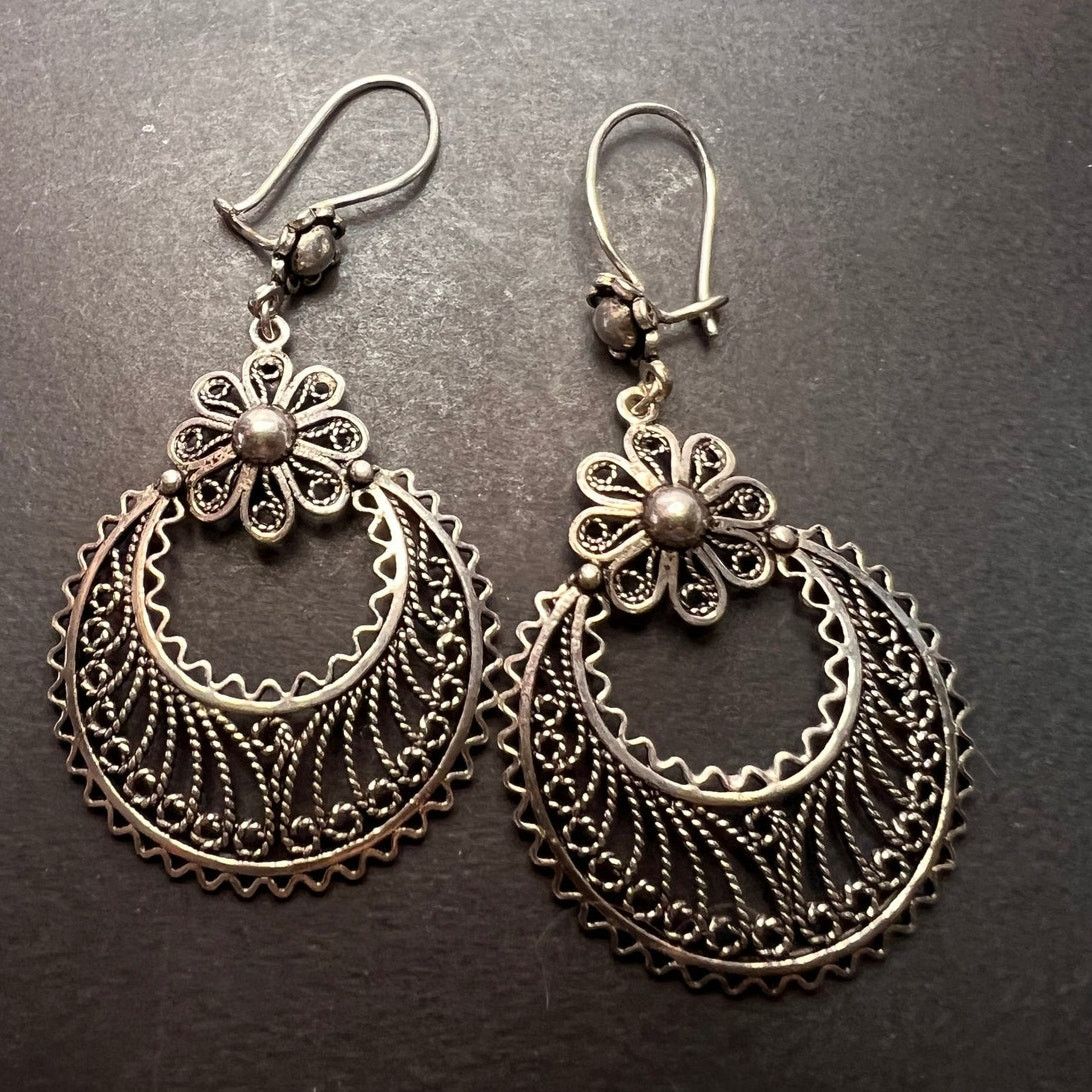 Other Turkish sterling filigree disc dangle drop hook earrings Size ONE SIZE - 1 Thumbnail