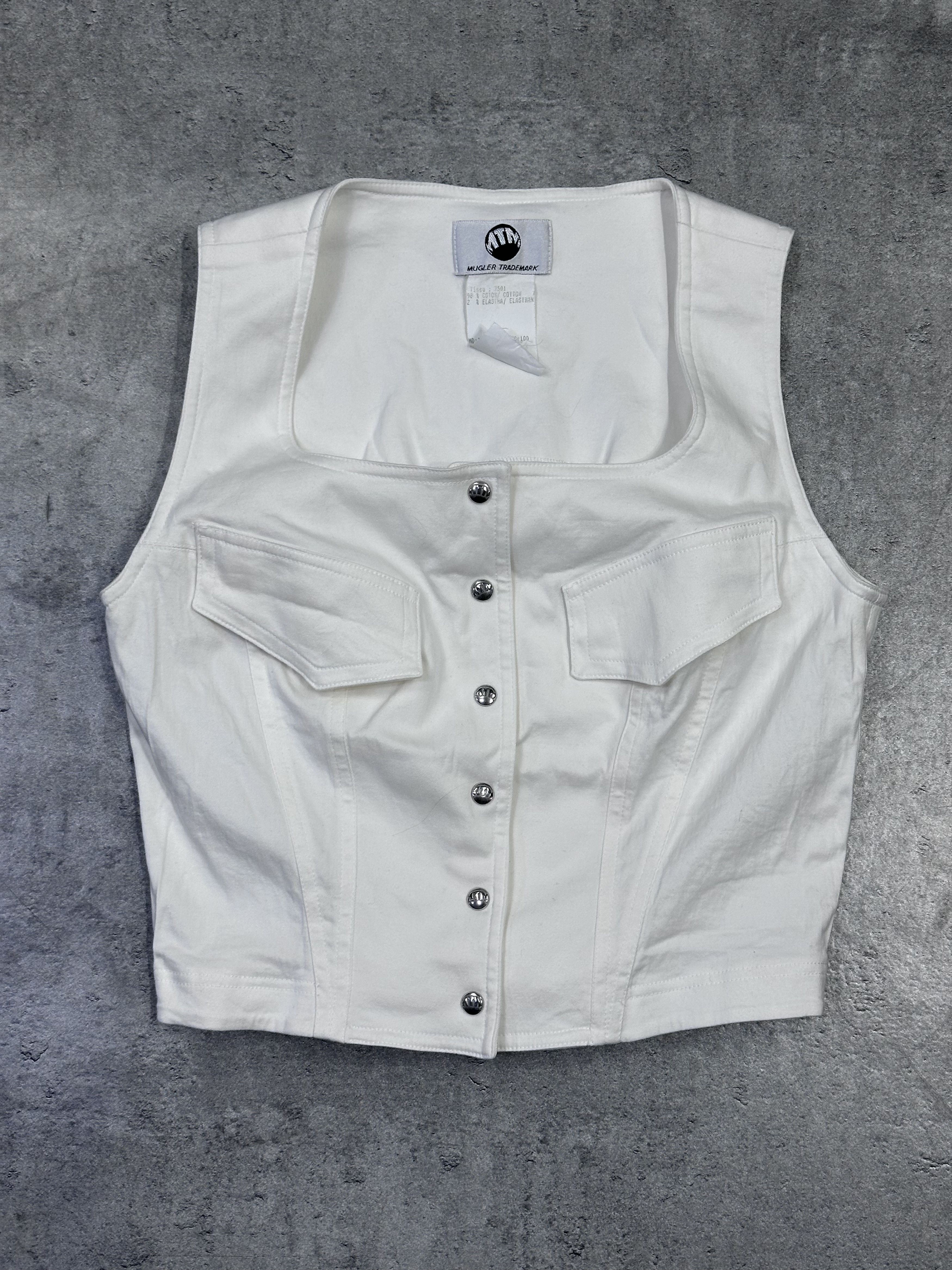Mugler Mugler white cream top vest elegant Size S / US 4 / IT 40 - 1 Thumbnail