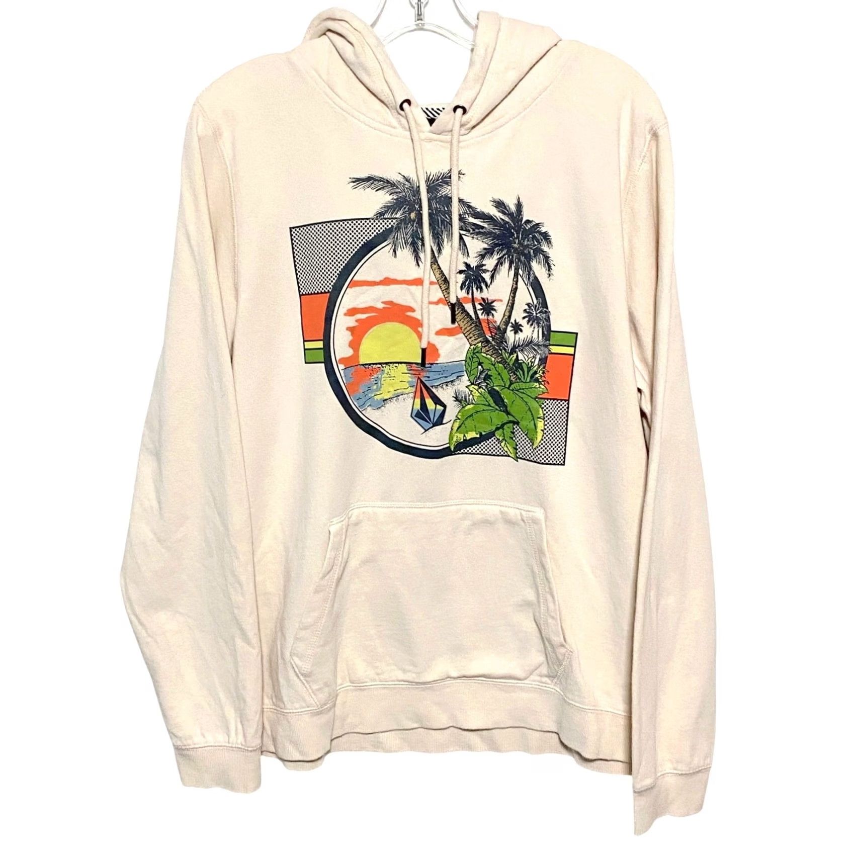Volcom VINTAGE Volcom Beach Pullover Hoodie Sweatshirt Womens XL/12 Cream Surfer Comfy Y2K Size XL / US 12-14 / IT 48-50 - 3 Thumbnail
