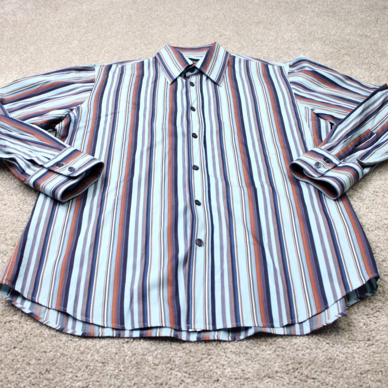 Hugo Boss HUGO BOSS Shirt Mens Large Blue/Red Striped Slim Fit Long Sleeve Cotton Button-Up Shirt Size US L / EU 52-54 / 3 - 3 Thumbnail