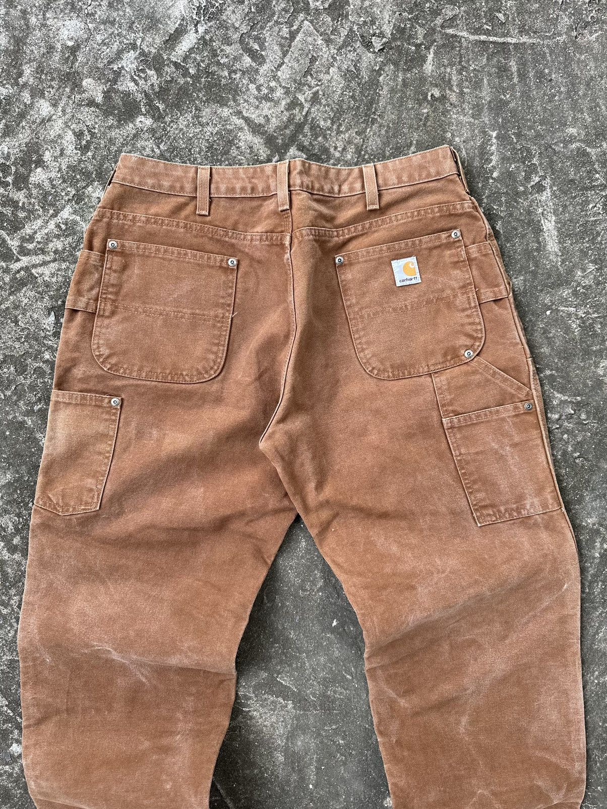 Carhartt (33x31) Crazy Faded Carhartt Double Knee Brown/Tan Size US 33 - 10 Thumbnail