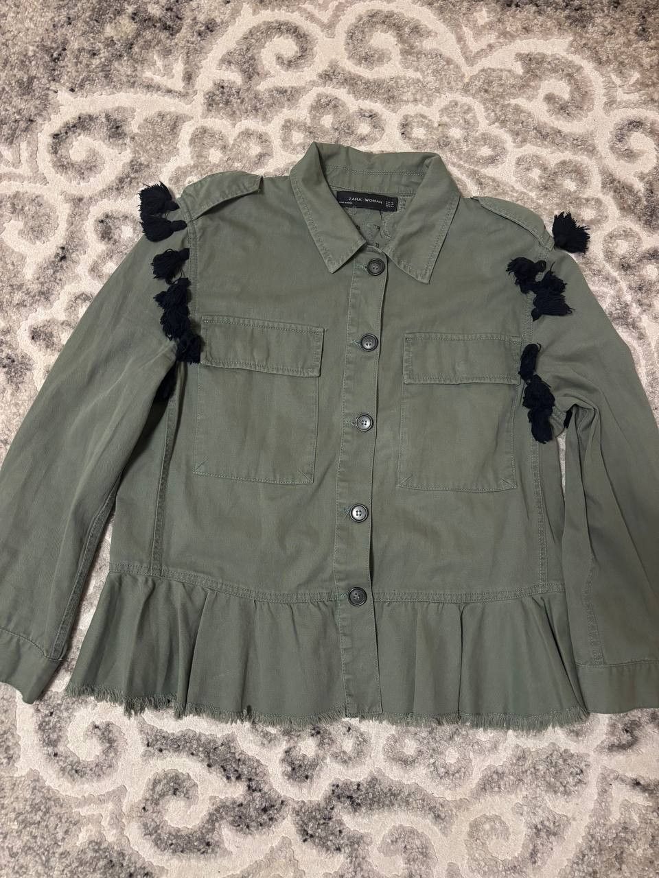 Zara Zara Woman Embroidered Jacket M Boho Military Style Tassels Size M / US 6-8 / IT 42-44 - 4 Thumbnail