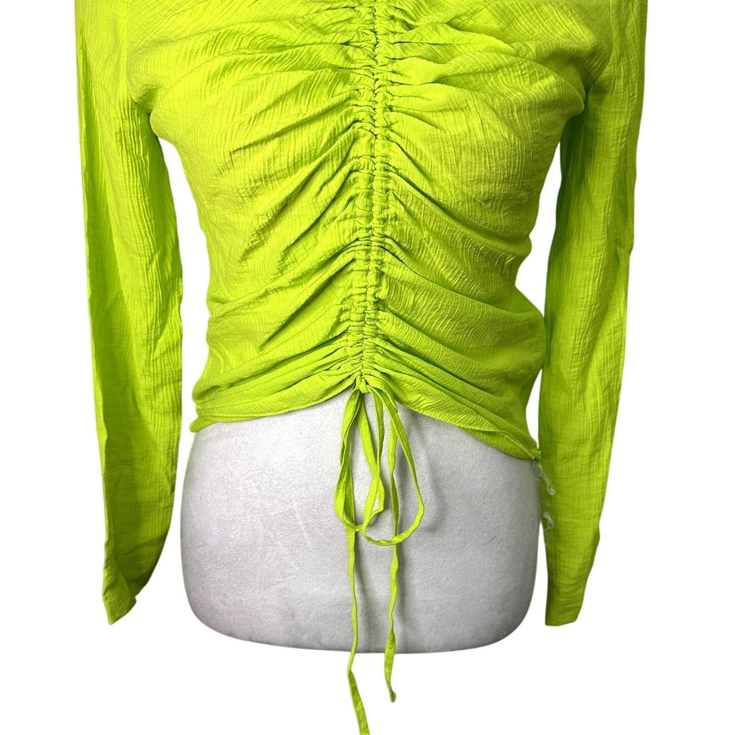 Topshop Topshop Green Ruched Front Long Sleeve Top Side Zip 4 NWT Size S / US 4 / IT 40 - 4 Thumbnail