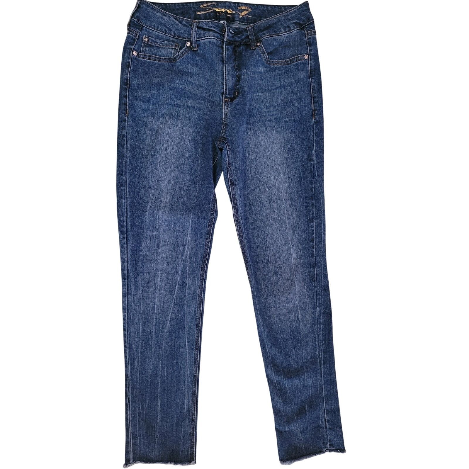 Seven 7 Seven7 Y2K Ankle Freyed Jeans Women Sz 4 Size 27" / US 4 / IT 40 - 2 Thumbnail