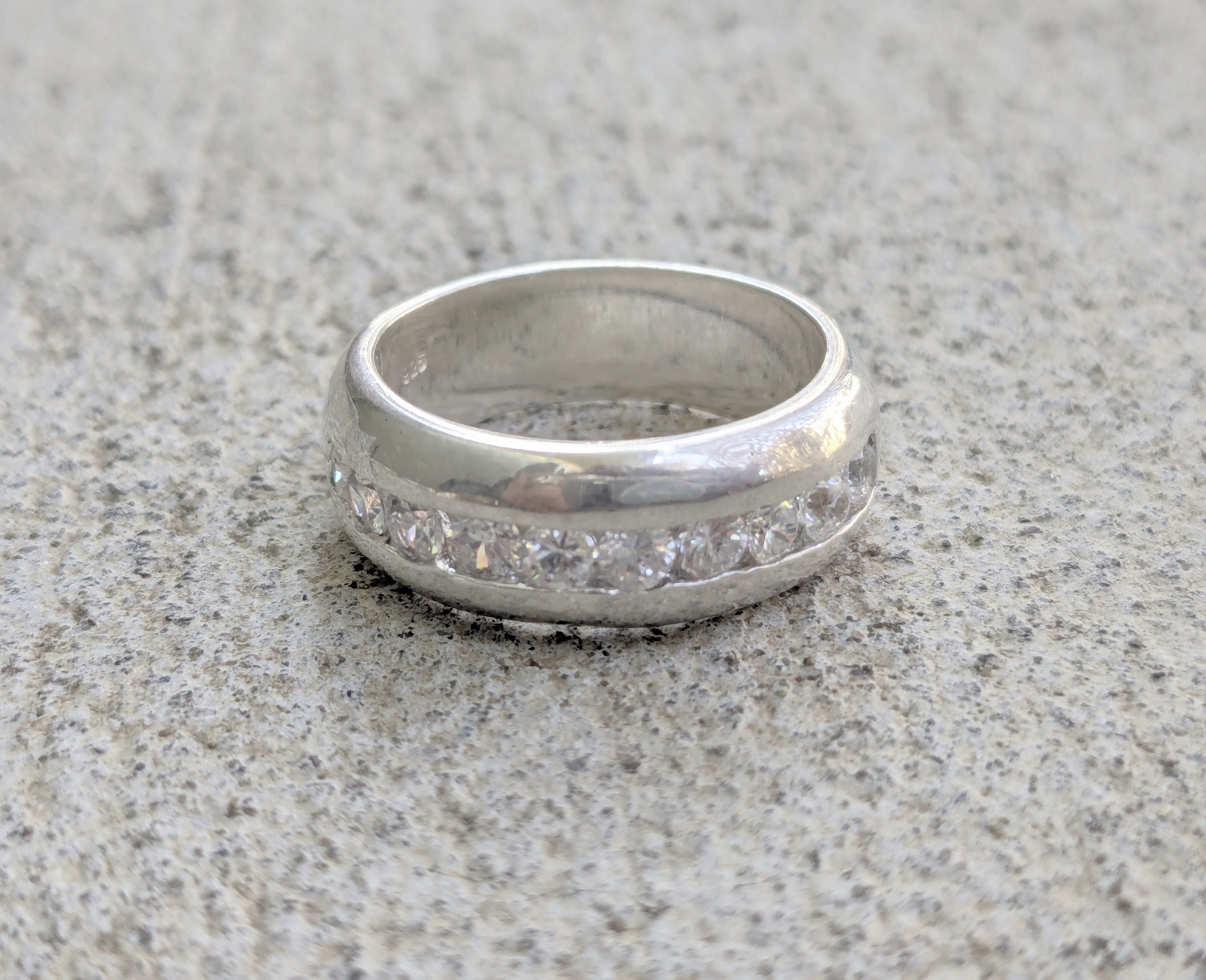 Jewelry Vintage Sterling Silver Ring CZ 9.75 Channel Wedding Band Size ONE SIZE - 8 Thumbnail