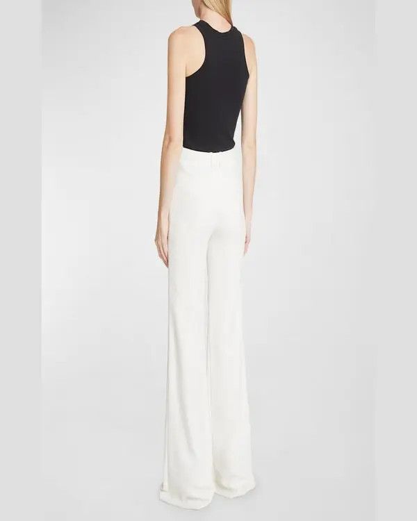 Balmain o1s1wg110825 High Waist Crepe Flare Pants in White Size 27" / US 4 / IT 40 - 5 Thumbnail