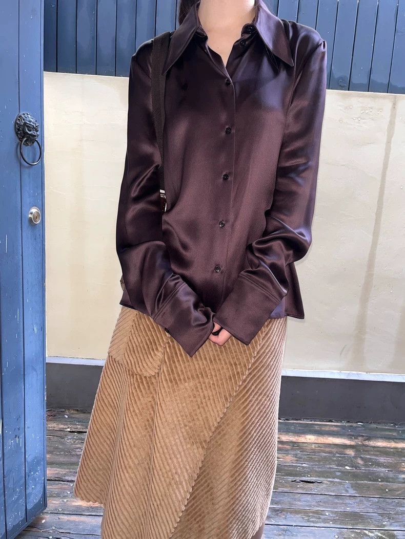 Jil Sander Jil Sander Silk red-brown shirt Size 4XL / US 24-26 - 1 Thumbnail