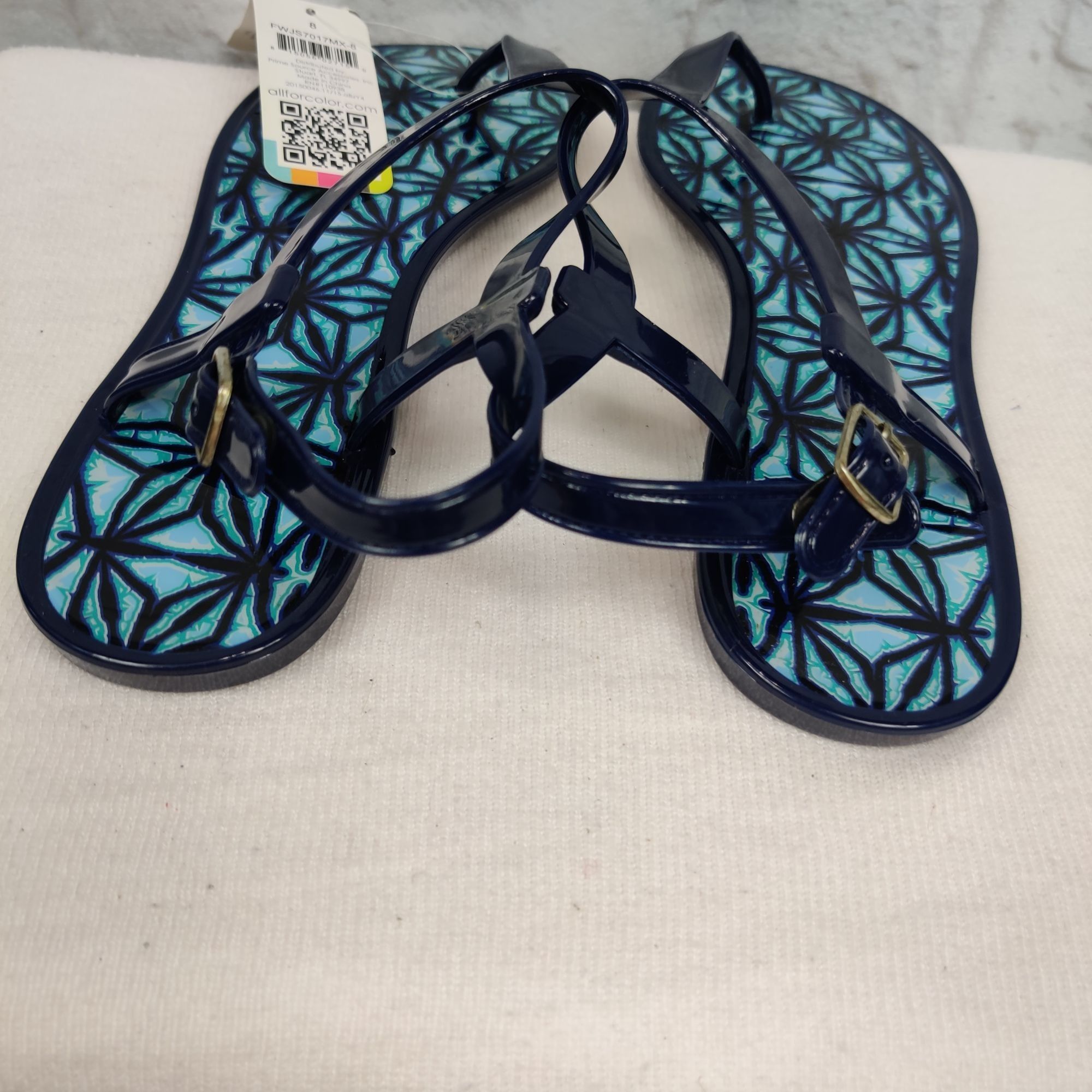 Other All for Color Jelly Sandals T strap Summer Blue Geometric Pr Size US 8 / IT 38 - 4 Thumbnail
