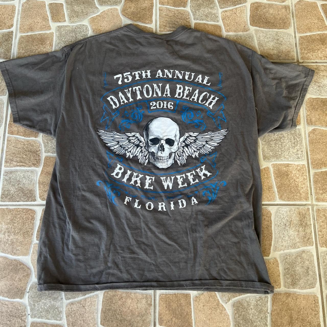 Vintage Crazy Vintage Style 75th annual 2016 Daytona beach Skull Bike week Gildan Shirt Size US XL / EU 56 / 4 - 1 Thumbnail