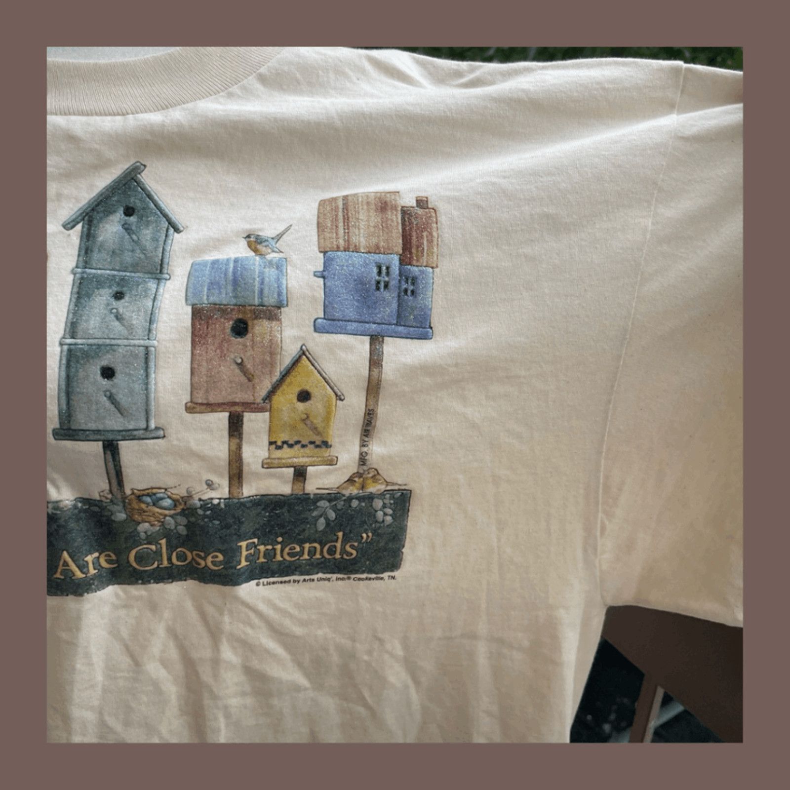 Jerzees × Vintage VTG Graphic Tee Jerzees Birdhouse Print Cream 90s Grannycore Size XXL / US 16-18 / IT 52-54 - 3 Thumbnail