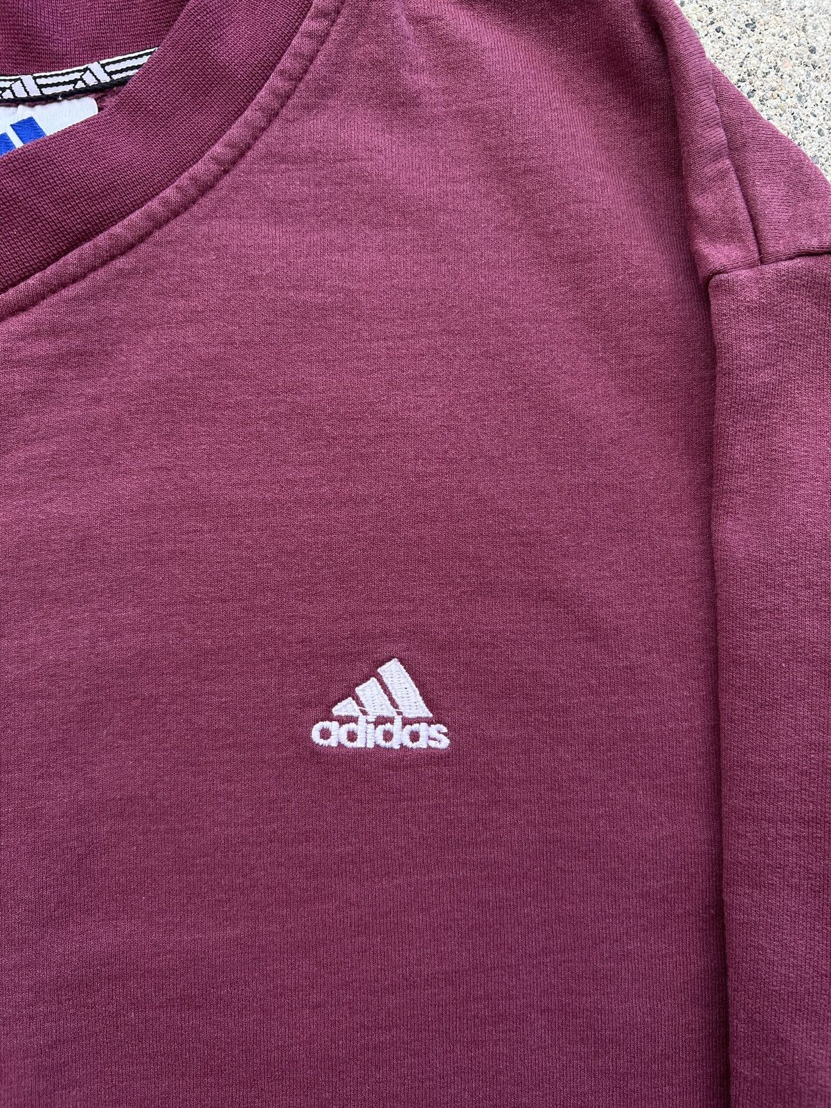 Adidas 1990s Vintage Adidas Burgundy Embroidered Striped Sweater Size US M / EU 48-50 / 2 - 4 Thumbnail