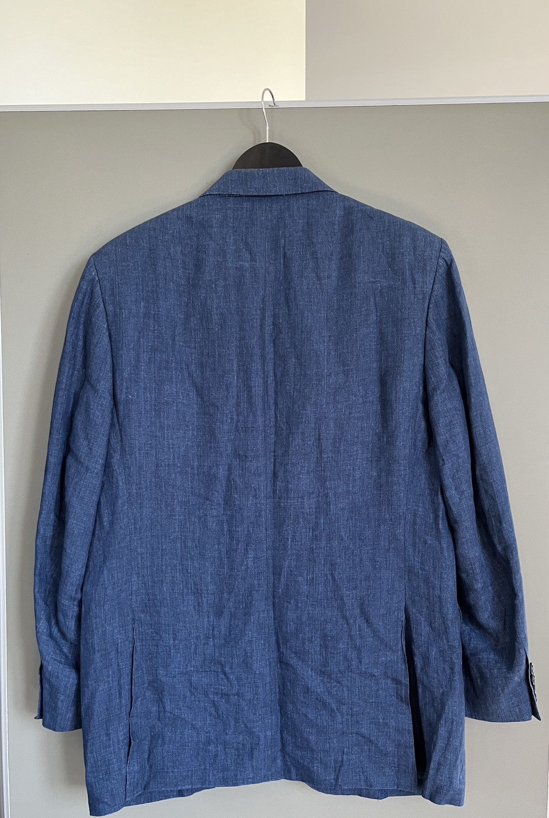 Canali CANALI Luxury Three Buttons Linen Blue Classic Sport Blazer Size 50R - 12 Thumbnail