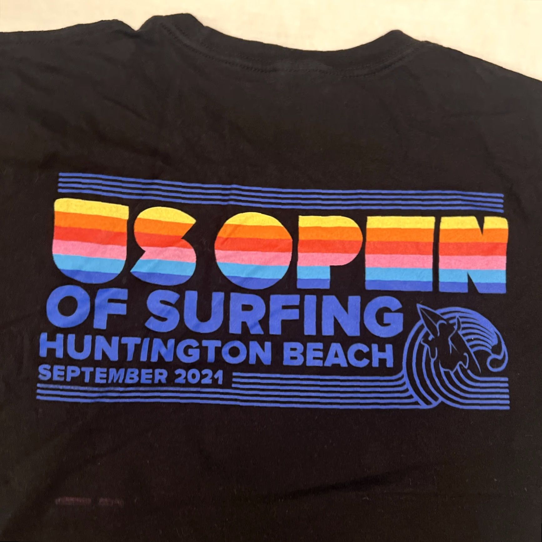 Vintage WSL US Open Of Surfing 2021 Huntington Beach Shirt Large Black Short Sleeve Crew Neck Graphic Print Surfer Logo Men T-Shirt Size US L / EU 52-54 / 3 - 6 Thumbnail