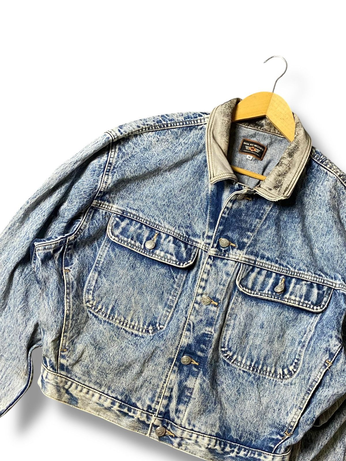 Japanese Brand × Vintage WOLVO WORKS Cropped Denim Jeans Jacket (126) Size US M / EU 48-50 / 2 - 5 Thumbnail