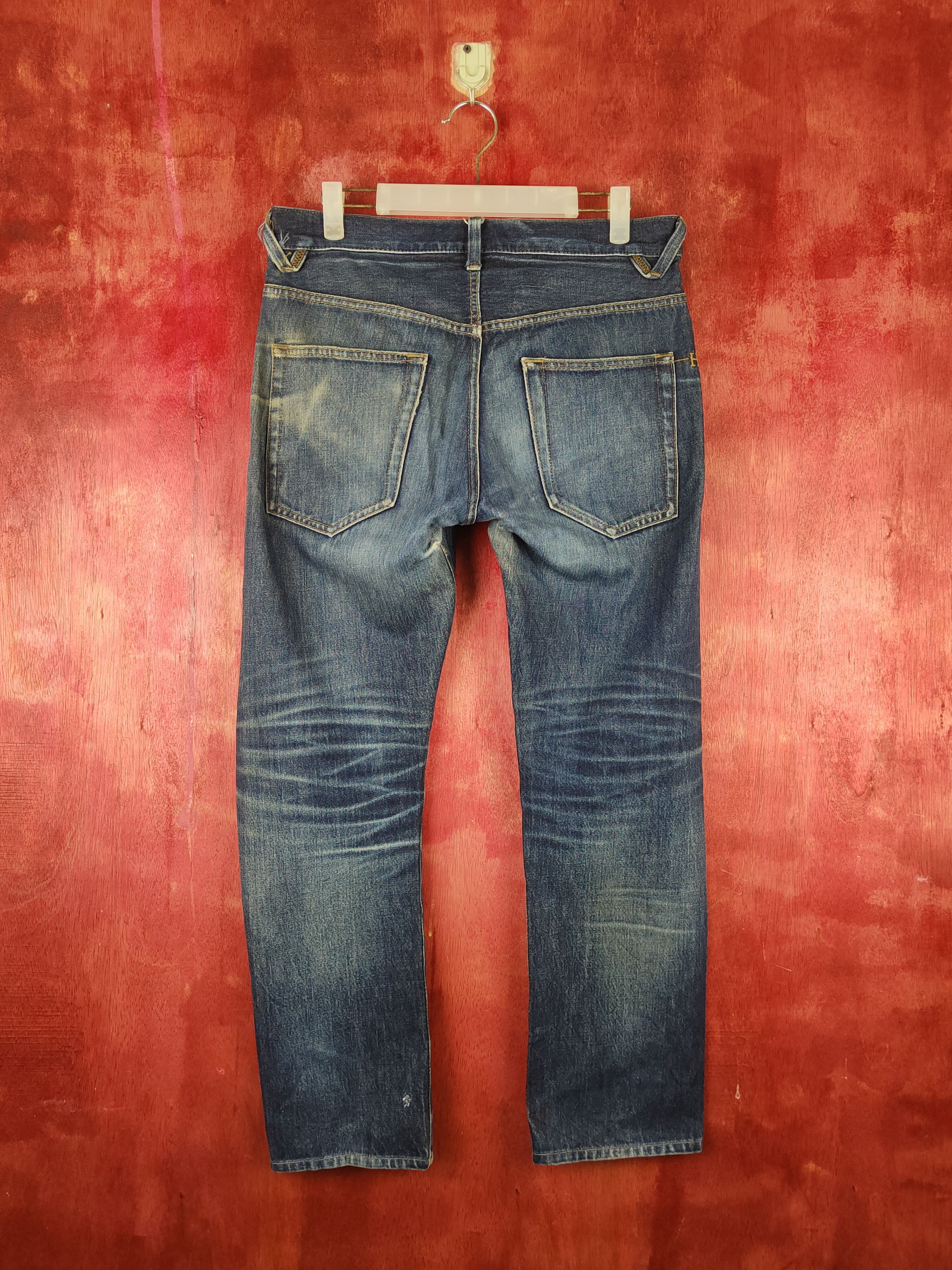 Japanese Brand H.A.K.U Dark Blue Distressed Ripped Jeans #S1655 Size US 31 - 8 Thumbnail