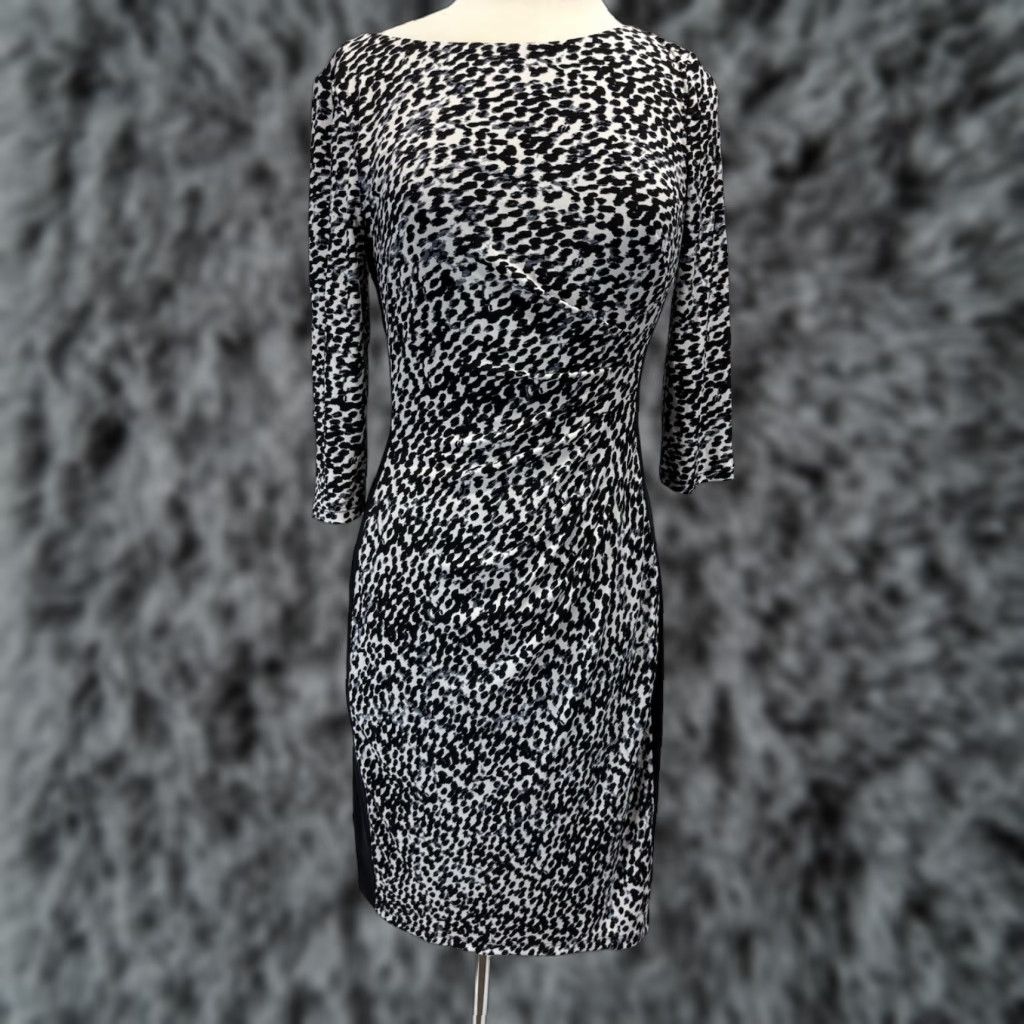 Ralph Lauren Lauren Ralph Lauren Dress Women’s Sz 8 Black White Animal Print Slinky Stretch Size M / US 6-8 / IT 42-44 - 1 Thumbnail