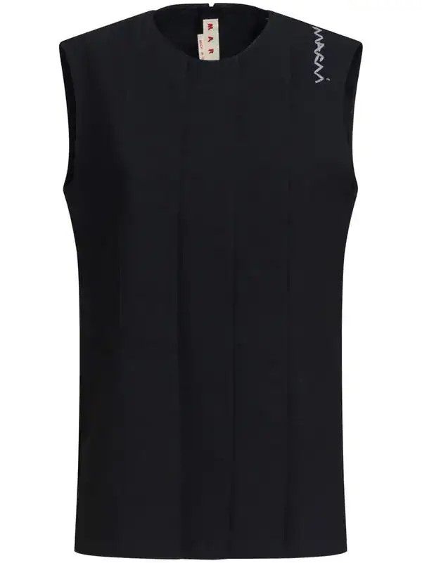 Marni o1w1db10426 Logo-Embroidered Vest in Black Size L / US 10 / IT 46 - 1 Thumbnail