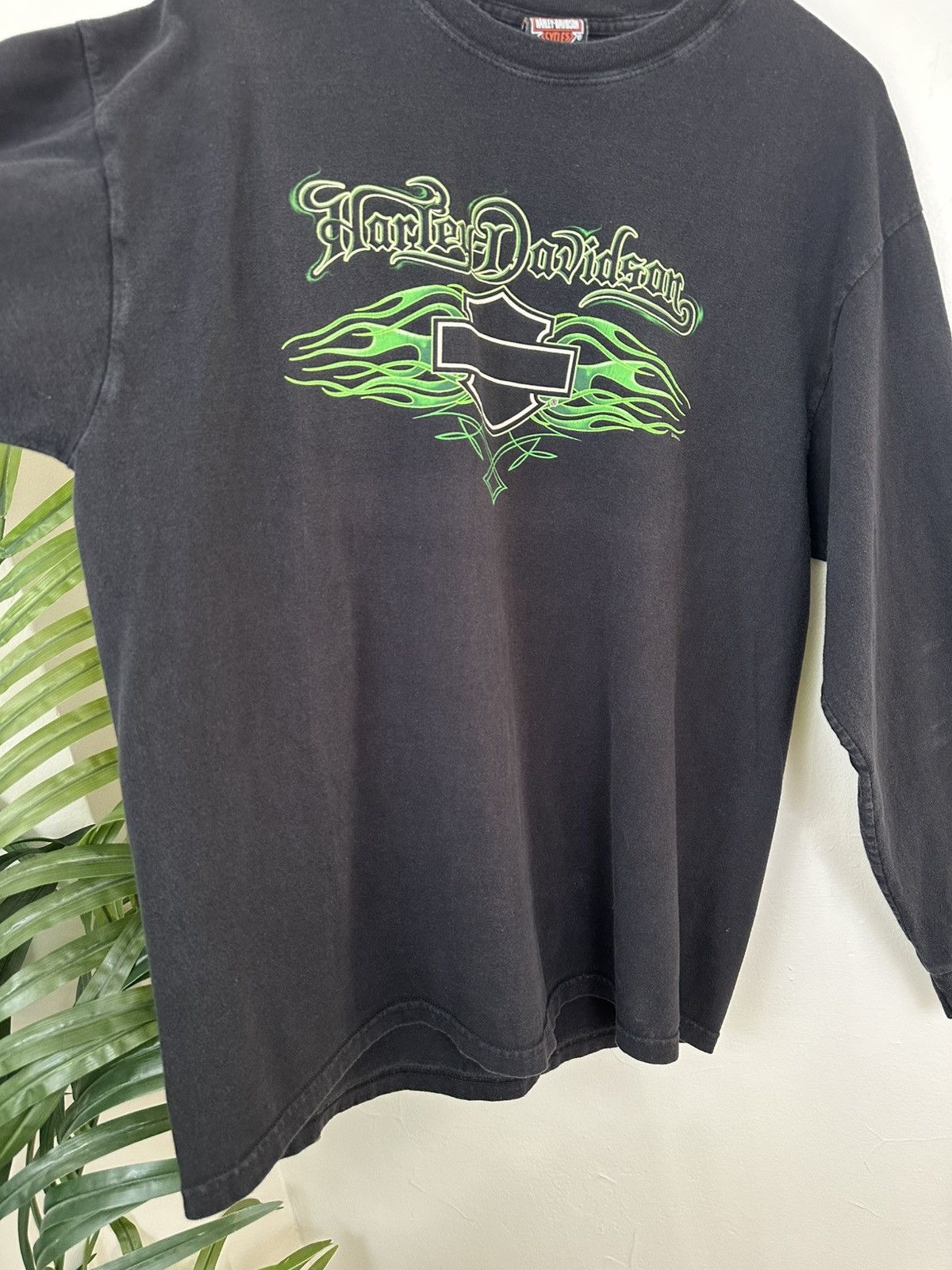 Harley Davidson × Vintage (XL) SICK GREEN FLAMES Harley Davidson Longsleeve Tee Size US XL / EU 56 / 4 - 9 Thumbnail