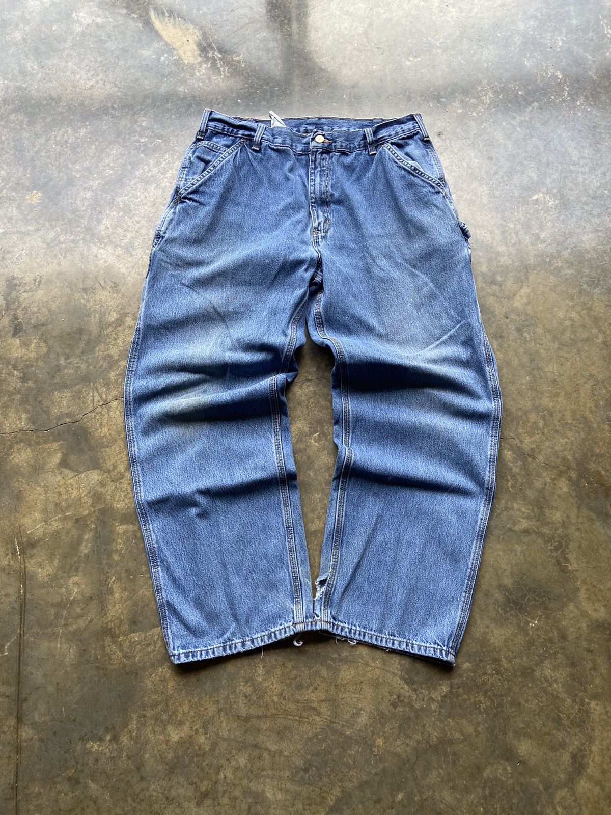 Carhartt × Vintage Crazy Vintage Y2K Baggy Carhartt Carpenters Blue Jeans 34x30 Size US 34 / EU 50 - 1 Thumbnail
