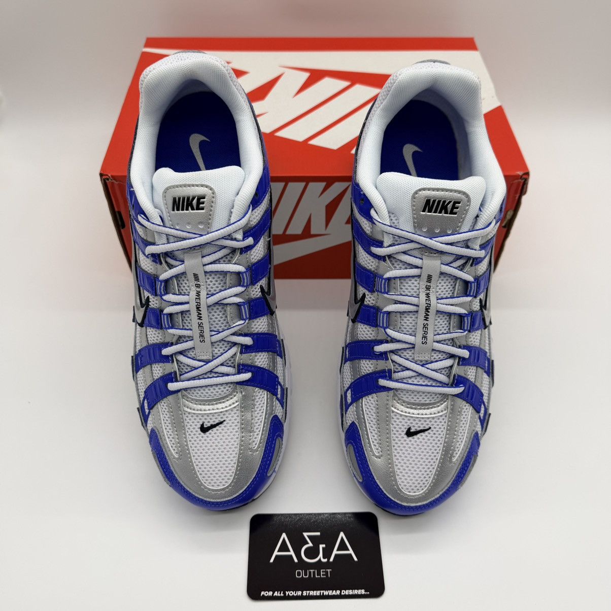 Nike Nike P-6000 White/Racer Blue/Metallic Silver US 10.5 New Size US 10.5 / EU 43-44 - 3 Thumbnail