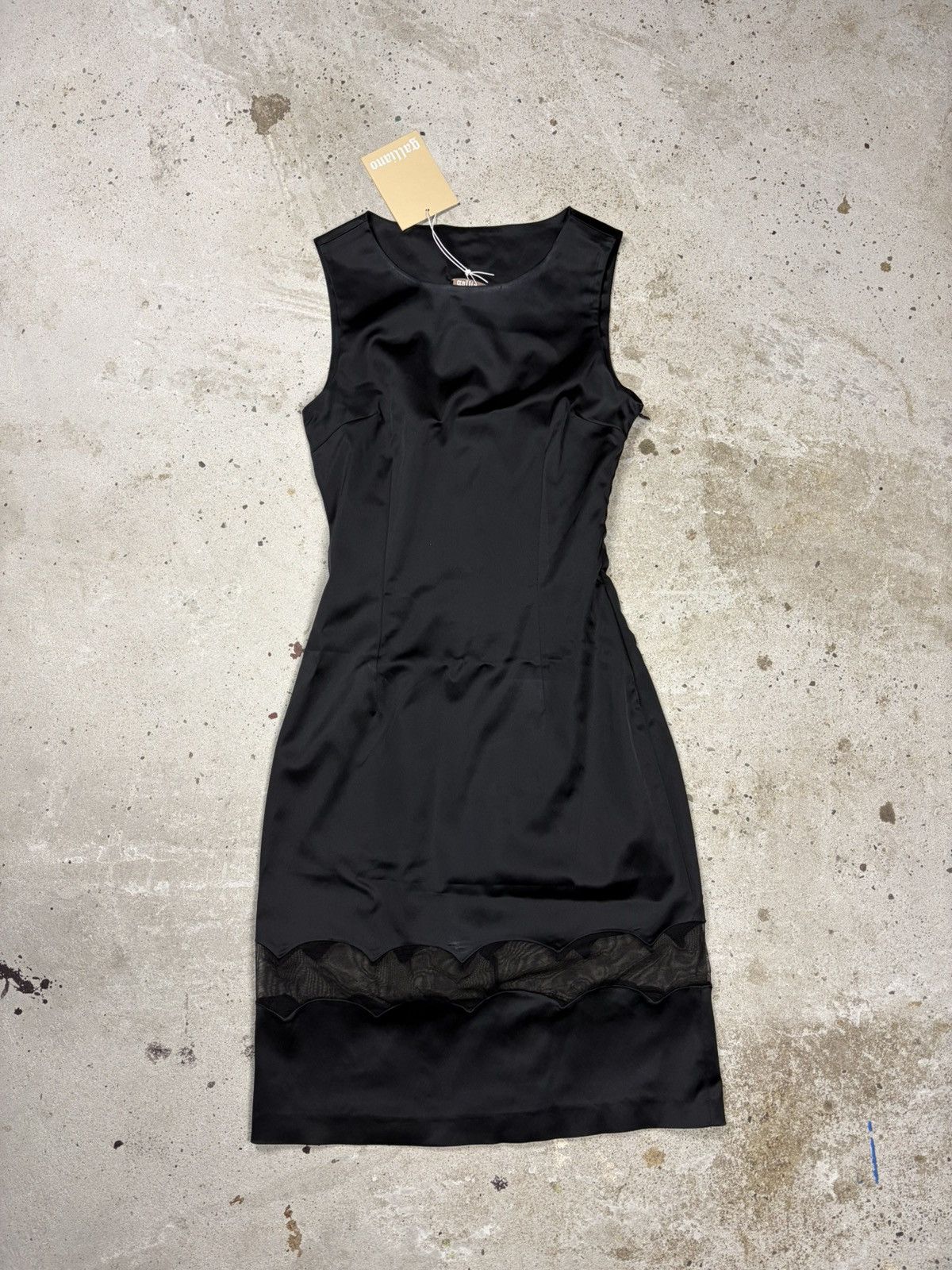 John Galliano John Galliano Black Midi Dress Lace Mesh Trims Size S / US 4 / IT 40 - 1 Thumbnail