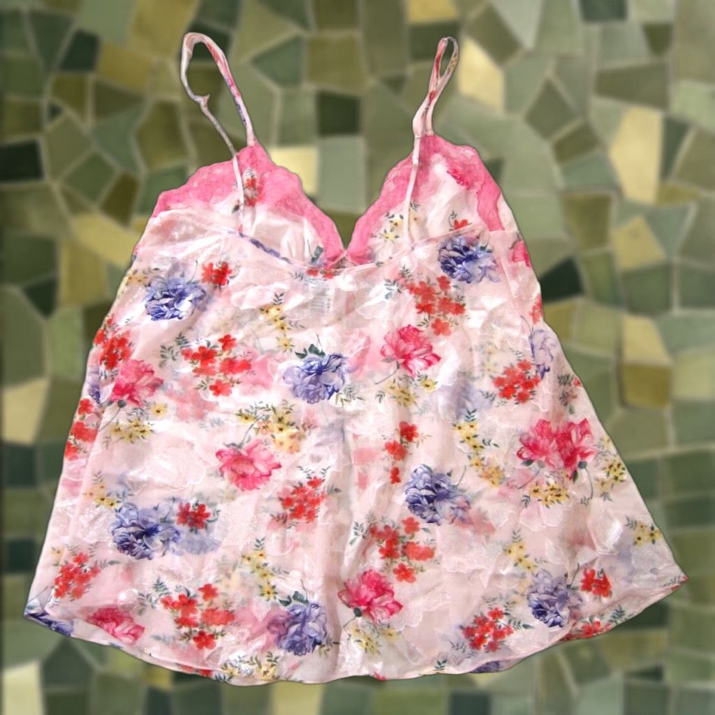 Vintage Secret Treasures Camisole Lingerie Spaghetti Strap Floral 1XL Pink Size ONE SIZE - 1 Thumbnail