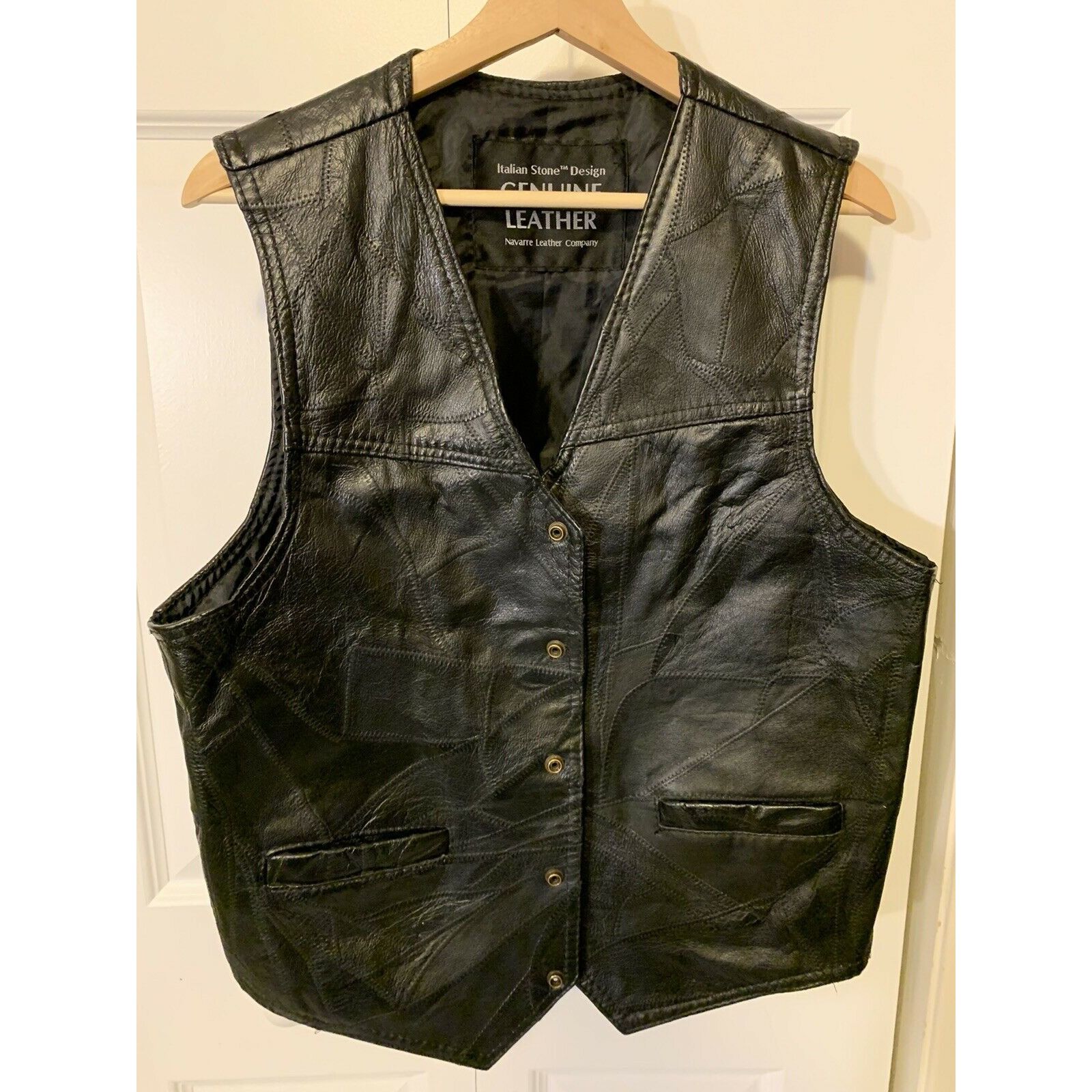Vintage Italian Stone Design Genuine Leather Vest Sz XL Size US XL / EU 56 / 4 - 1 Thumbnail