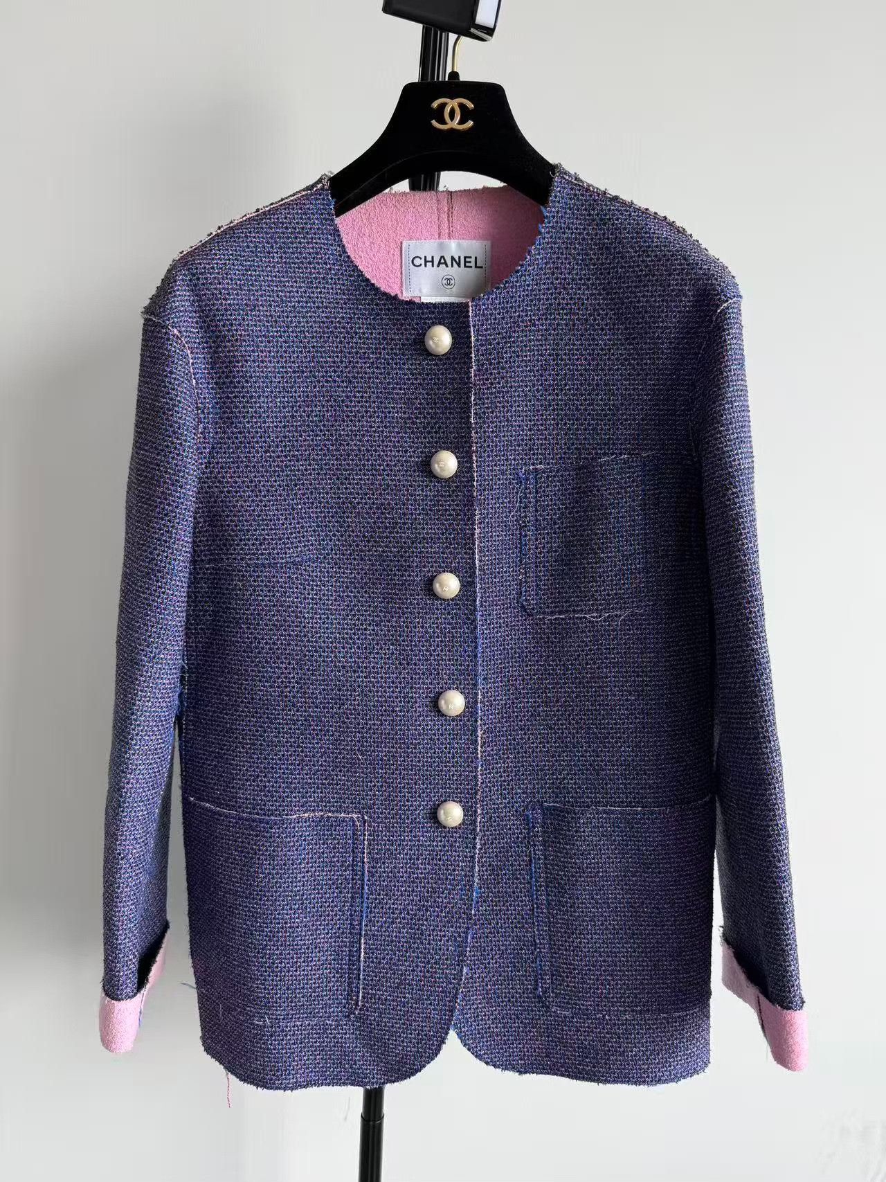 Chanel Chanel Discontinued Purple Pearl Tweed Coat Size S / US 4 / IT 40 - 1 Thumbnail