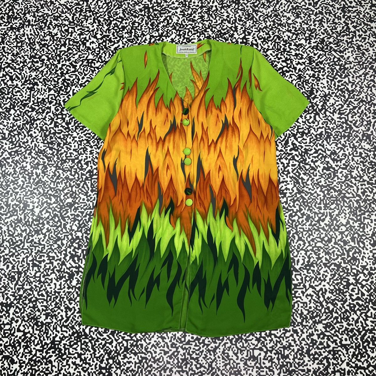 Joseph Ribkoff Vintage 90s Joseph Ribkoff Flame Fire Print Shirts Dress Size XL / US 12-14 / IT 48-50 - 2 Thumbnail