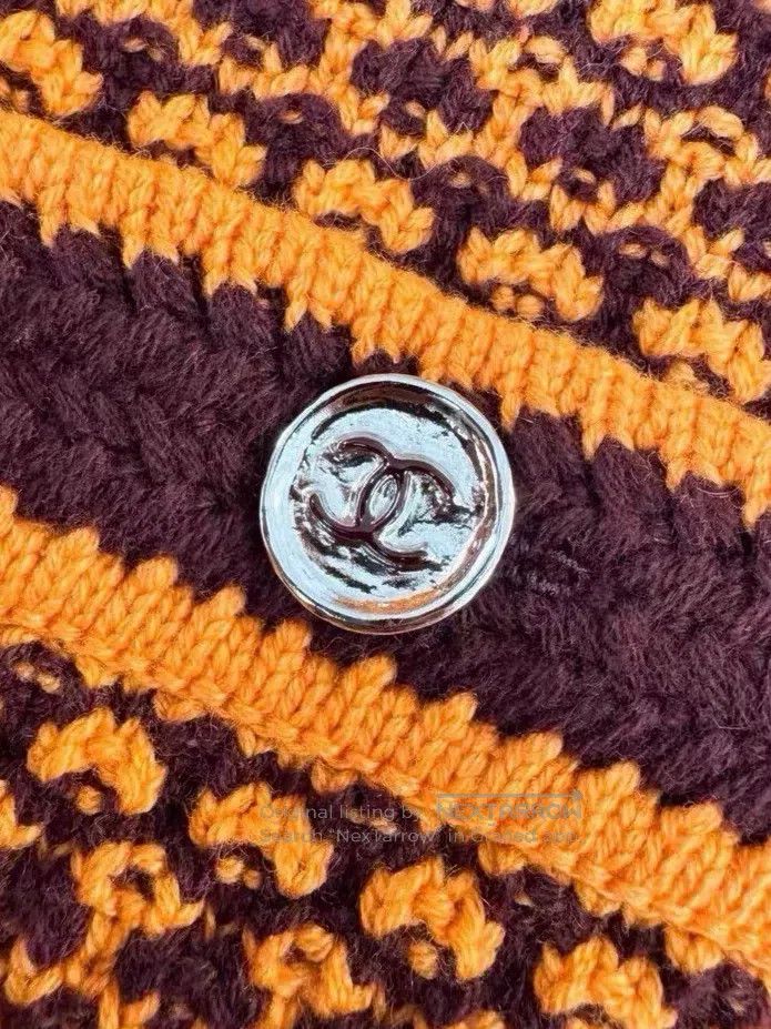Chanel Chanel Orange and brown two-pocket long-sleeved knitted ca Size M / US 6-8 / IT 42-44 - 6 Thumbnail