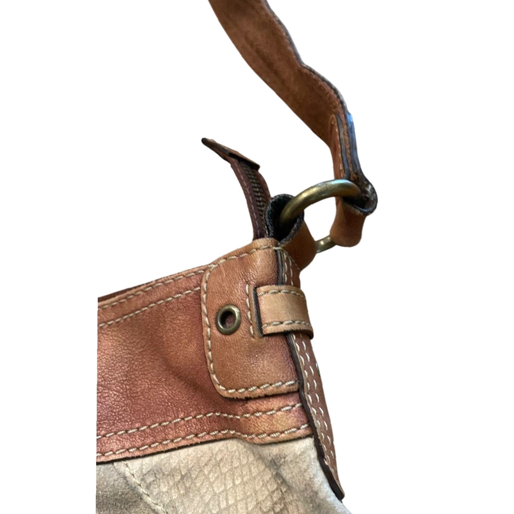 Fossil Fossil Leather Suede Crossbody Purse Boho Patchwork Shoulderbag Women Brown Multicolor Exterior Leather Suede Crossbody Bag 24" Strap Drop Womens Size ONE SIZE - 5 Thumbnail