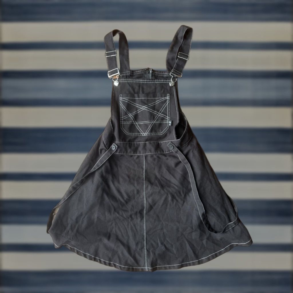 Vintage VINTAGE? No. Royal Bones Daang Goodman Romper Overall Skirt Women's L Black Canvas Logo Punk 90s Styles Womens Size 36" / US 14 / IT 50 - 1 Thumbnail