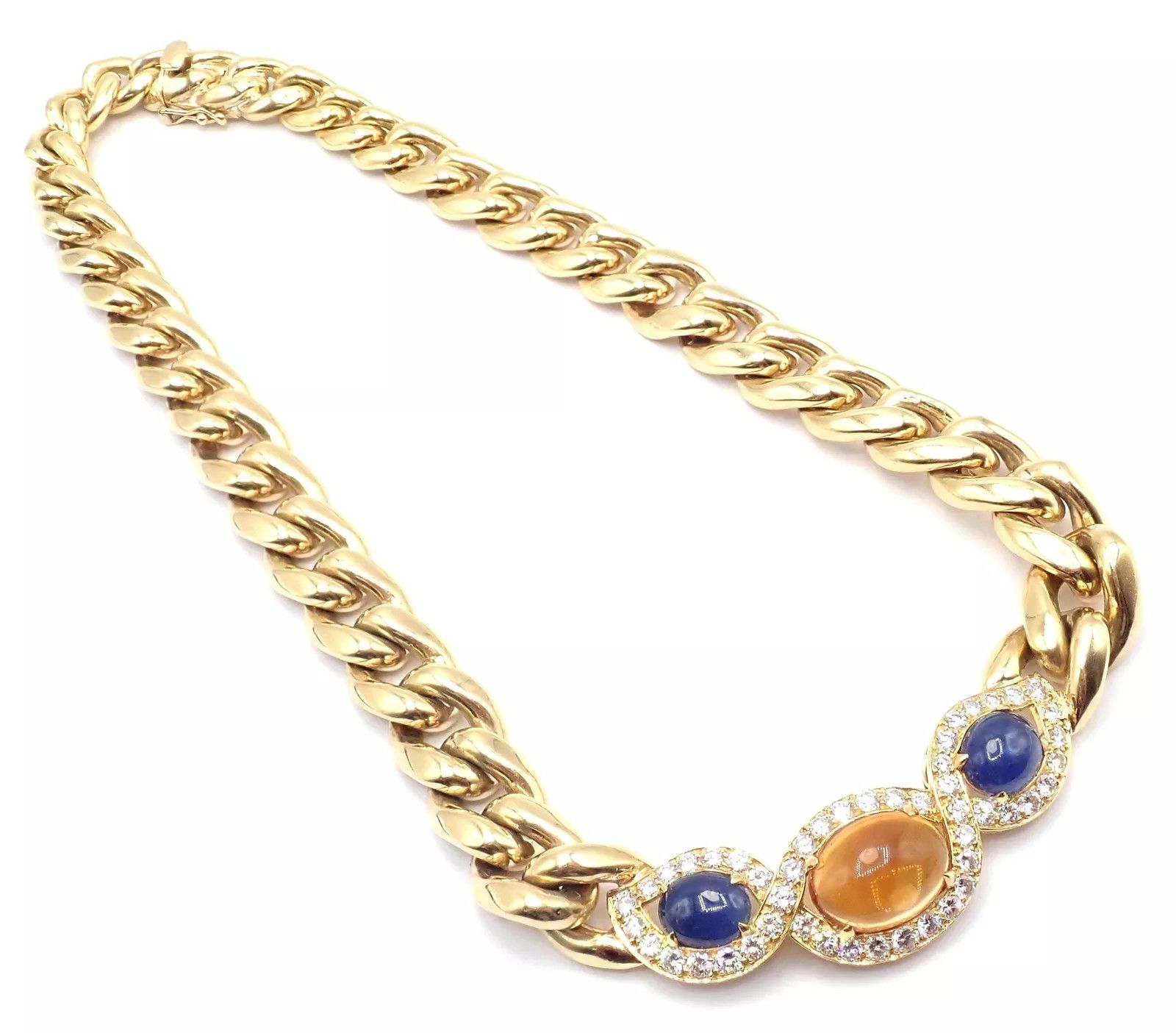 Other Bulgar 18k Gold Diamond Citrine Sapphire Link Necklace Paper Size ONE SIZE - 5 Thumbnail