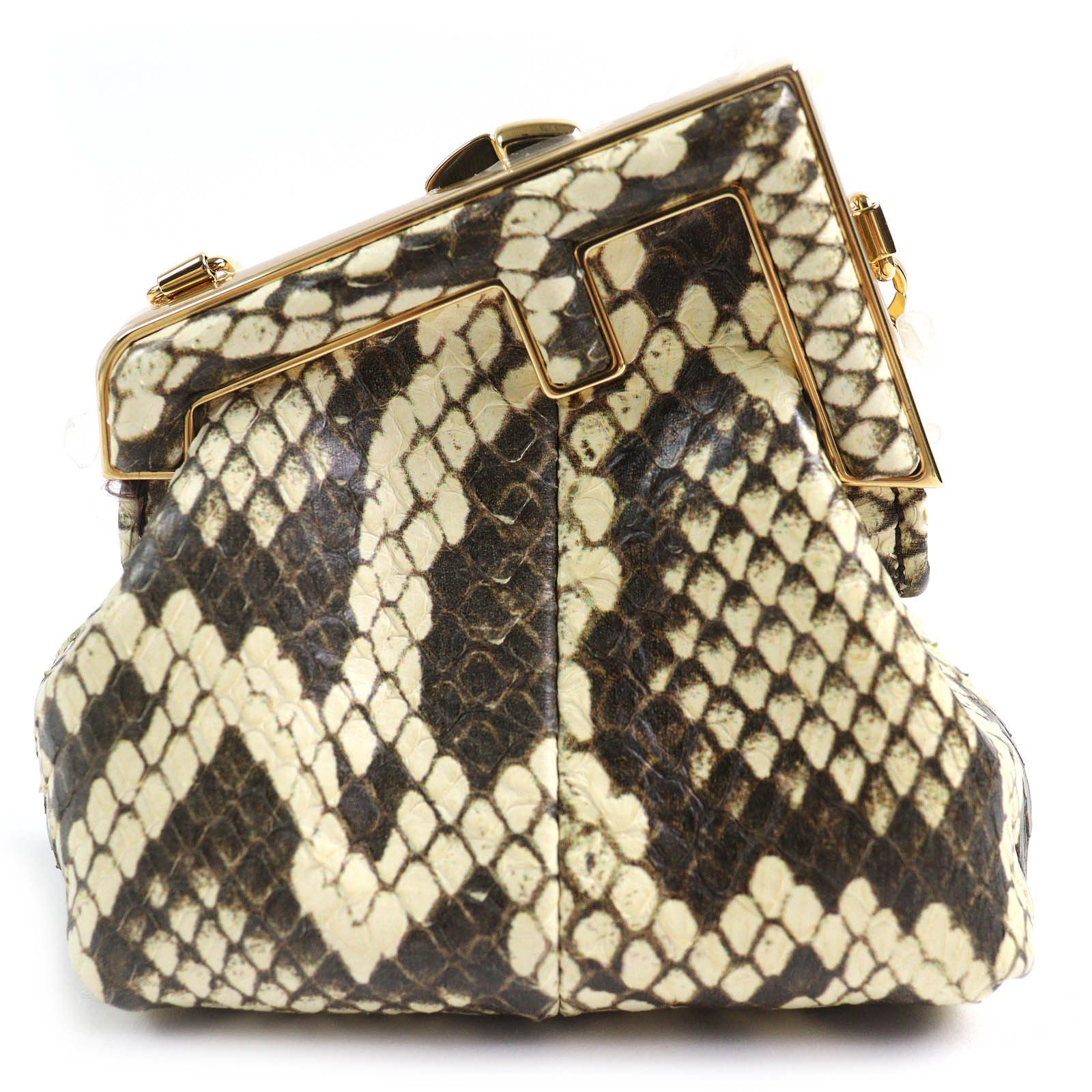 Fendi Fendi Fendi First Nano Python Chain Pouch Natural Material Crossbody Bag in Brown, Women's