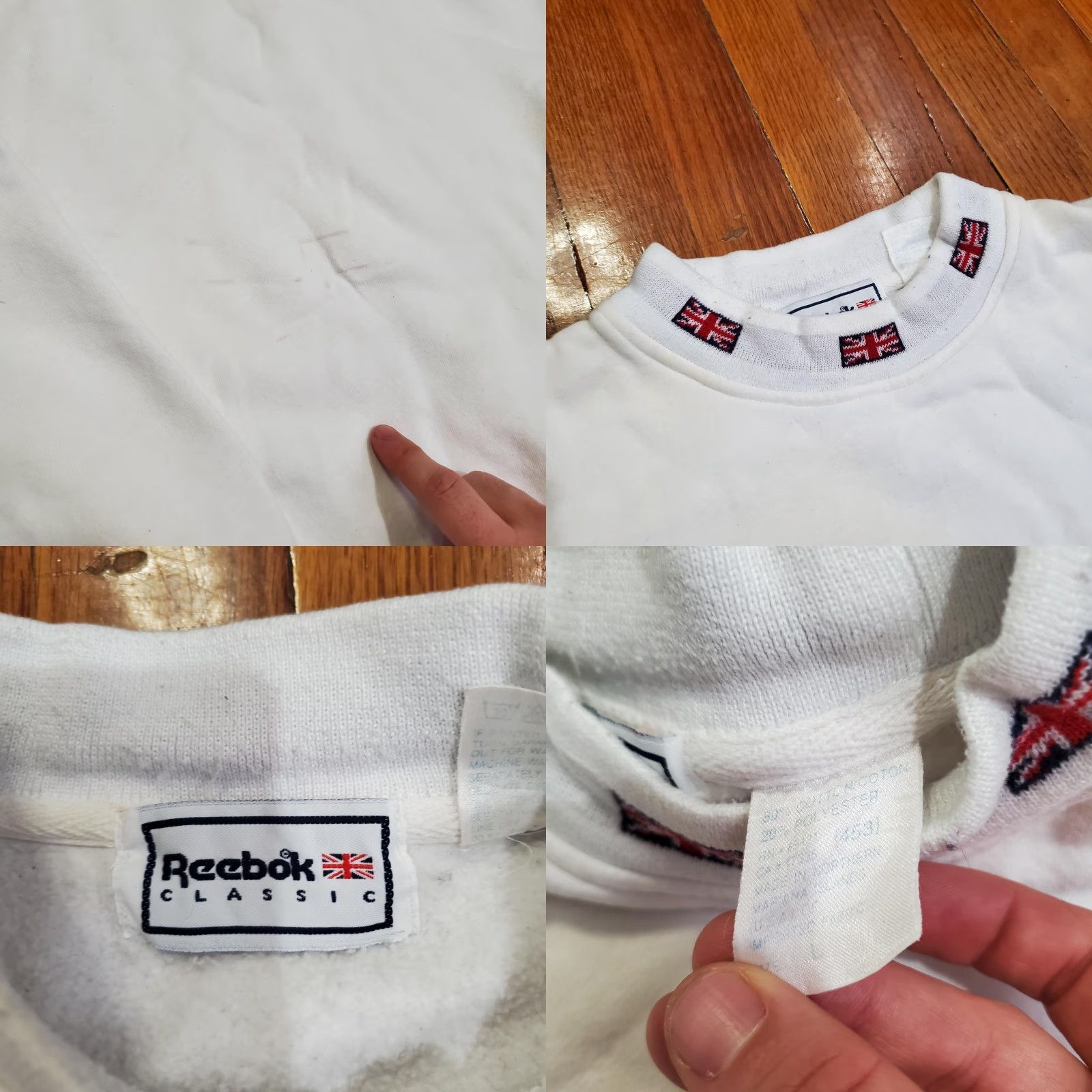 Reebok VINTAGE Reebok Classic Sweatshirt Mens Large White Crewneck Jim Embroidered Logo Front Size US XL / EU 56 / 4 - 8 Thumbnail