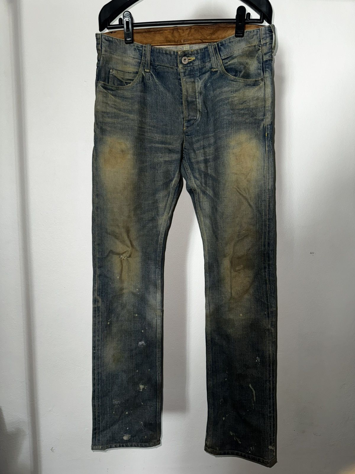 Leather Waist Distressed Pink Pocket