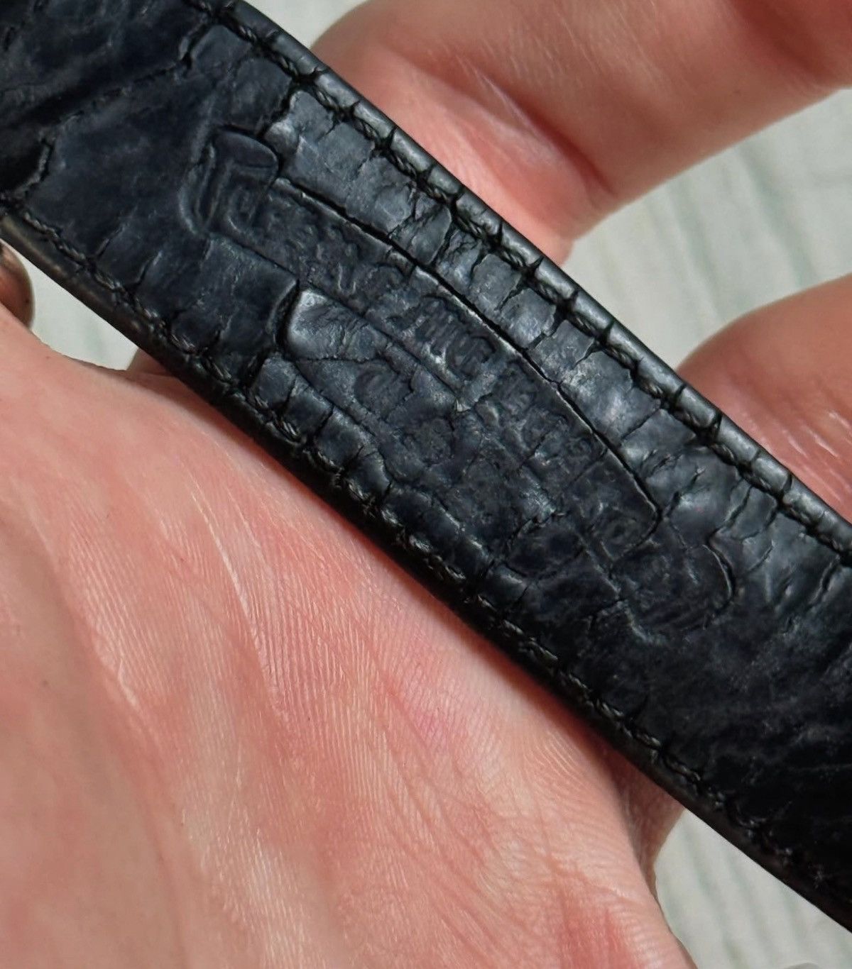 Chrome Hearts 3 Heart Buttons 2 Snap Leather Bracelet