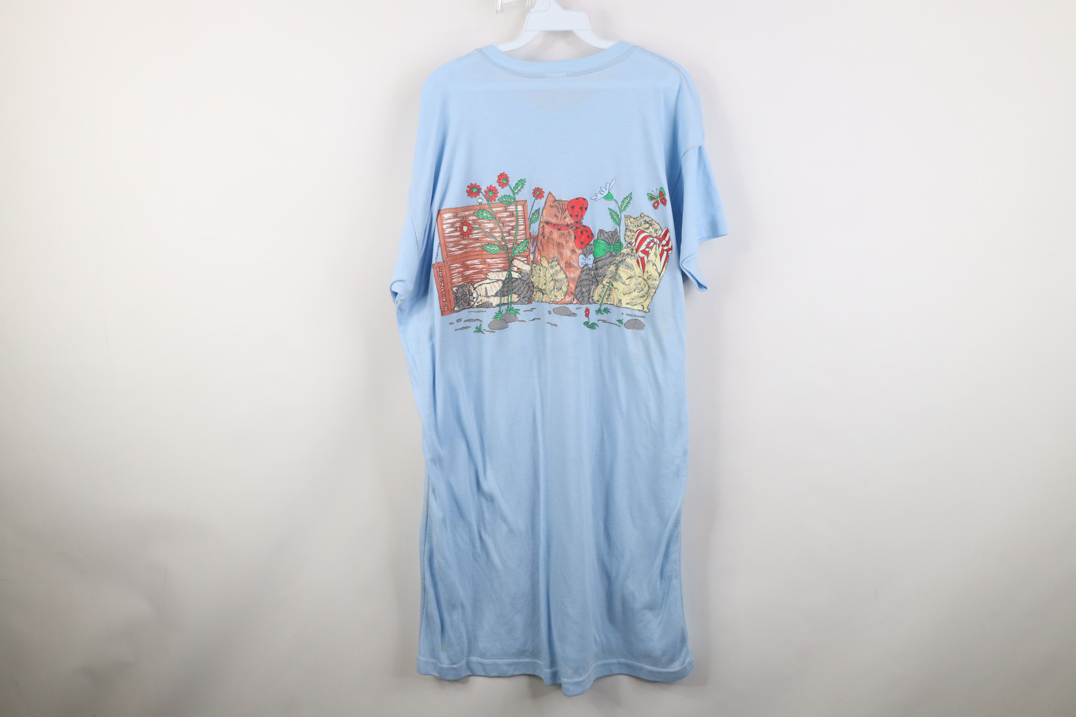 Vintage Vintage 90s Streetwear Cat Kitten Flower Night Sleep T-Shirt Size ONE SIZE - 13 Thumbnail