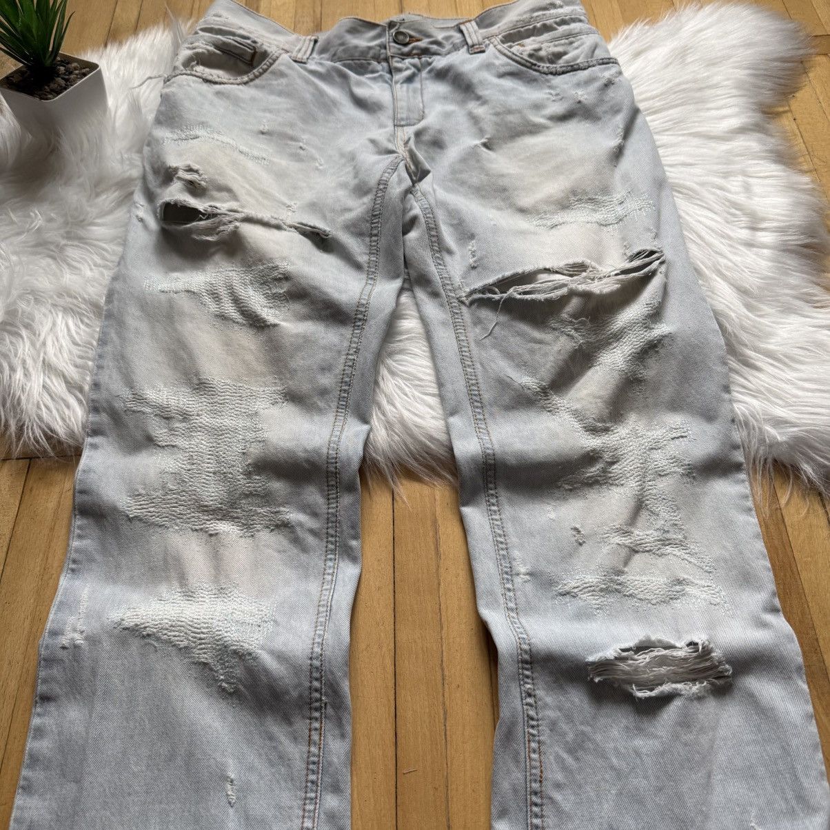 Dolce & Gabbana 📌Vintage Crazy Dolce&Gabbana 00s Distress Y2K Straight Jean Size US 30 / EU 46 - 4 Thumbnail