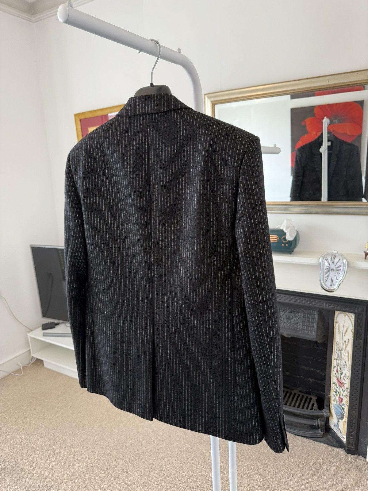Saint Laurent Paris SS20 Saint Laurent Gold Threaded Pinstripe Blazer Jacket Size 50R - 8 Thumbnail