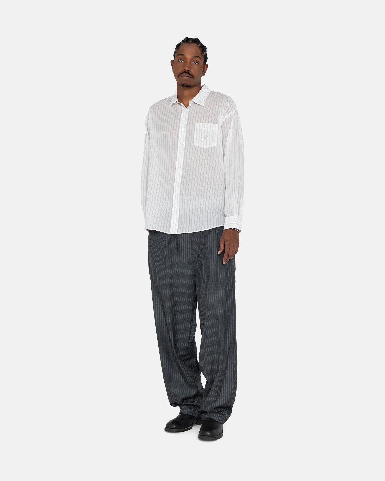 image of Stussy - S/s 22 - Striped Volume Pleated Trousers in Brown, Men's (Size 32)