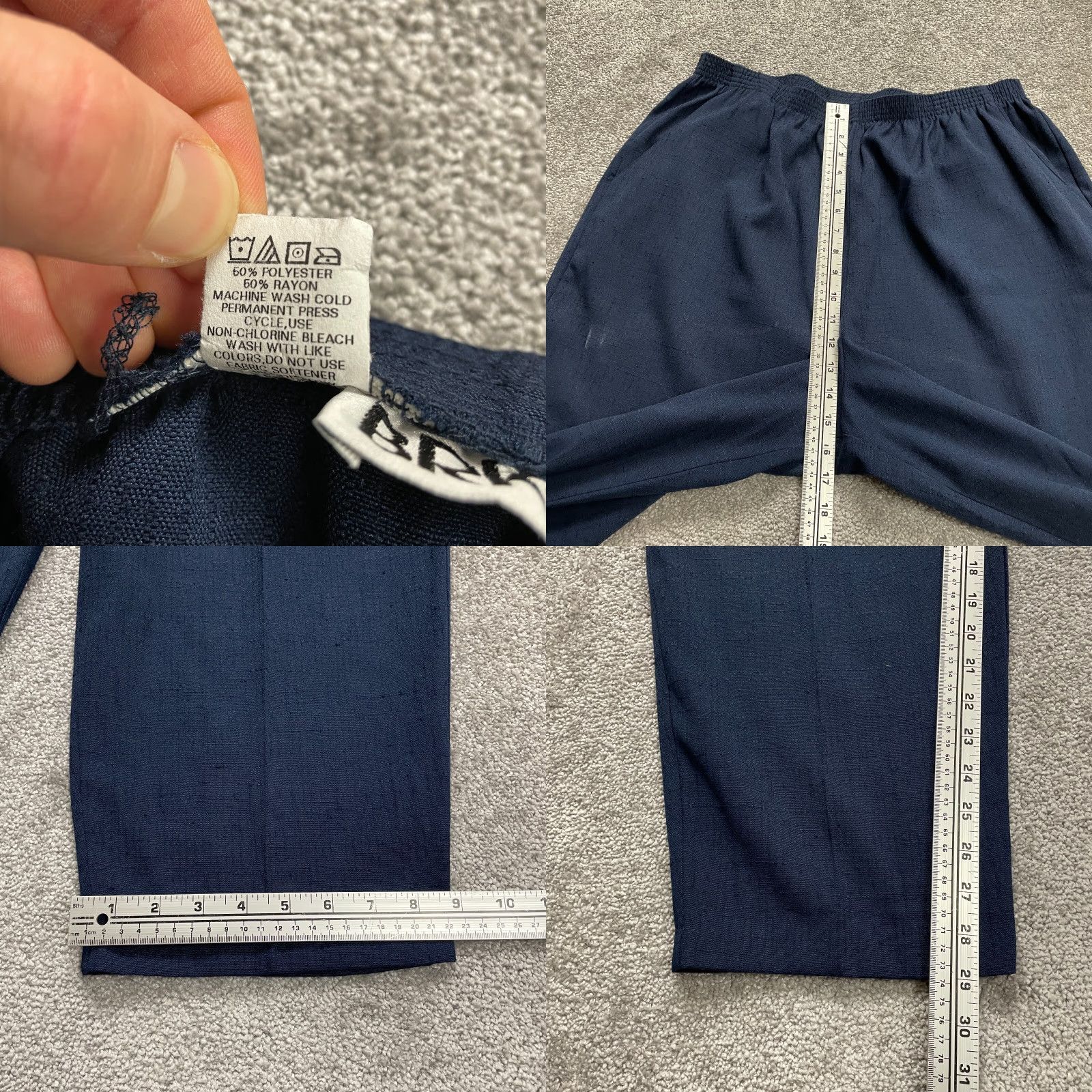 Vintage Briggs Dress Pants Women 22W Navy Blue Tapered Leg High Rise Elastic Waist 34x29 Size 40" / US 18 - 8 Thumbnail